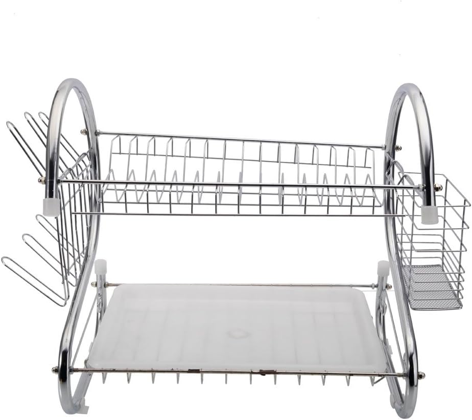 7793 STAINLESS STEEL RECTANGLE DISH DRAINER RACK / BASKET WITH DRIP TRAY Eshaan Traders