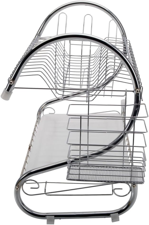 7793 STAINLESS STEEL RECTANGLE DISH DRAINER RACK / BASKET WITH DRIP TRAY Eshaan Traders