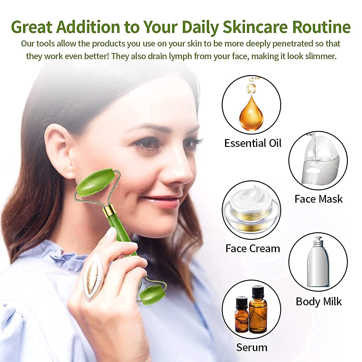 0318 Gua Sha Stone and Anti Aging Jade Roller Massager for Face Massage Natural Face Skincare Massager & Face Roller Massager for Women | Face Shaper Jade Roller and Gua Sha Set for Glowing Skin Eshaan Traders