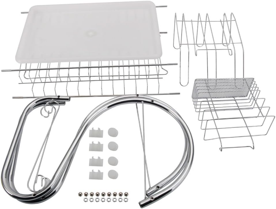 7793 STAINLESS STEEL RECTANGLE DISH DRAINER RACK / BASKET WITH DRIP TRAY Eshaan Traders