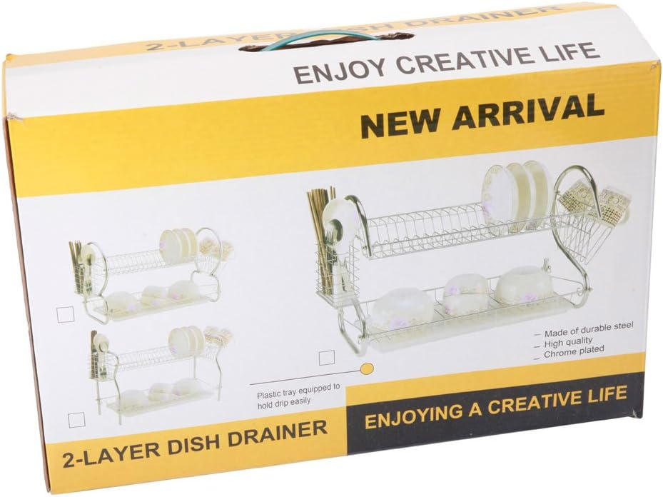 7793 STAINLESS STEEL RECTANGLE DISH DRAINER RACK / BASKET WITH DRIP TRAY Eshaan Traders