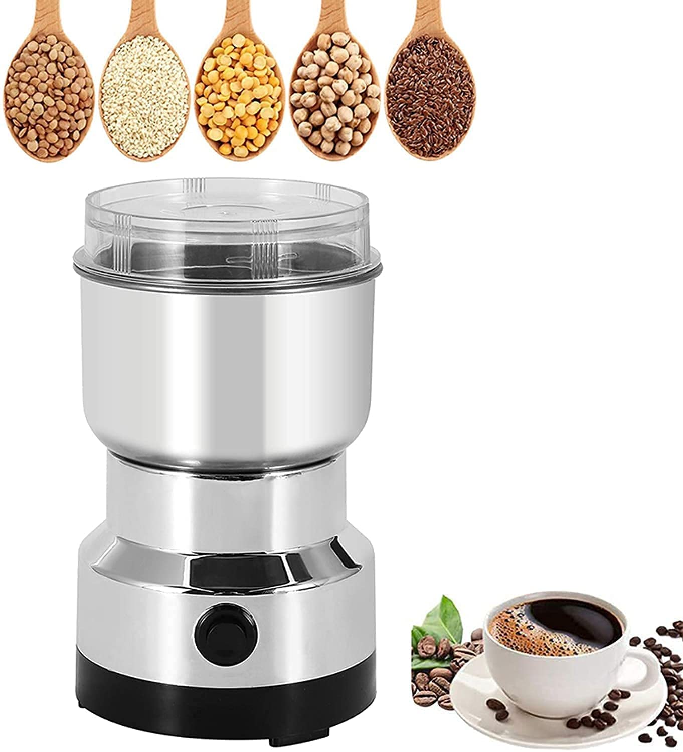 2465 Multi-Functional Electric Stainless Steel Herbs Spices Nuts Grain Grinder with Stainless Steel Bowl, Portable Coffee Bean Seasonings Spices Mill Powder Machine Grinder Machine for Home and Office Eshaan Traders