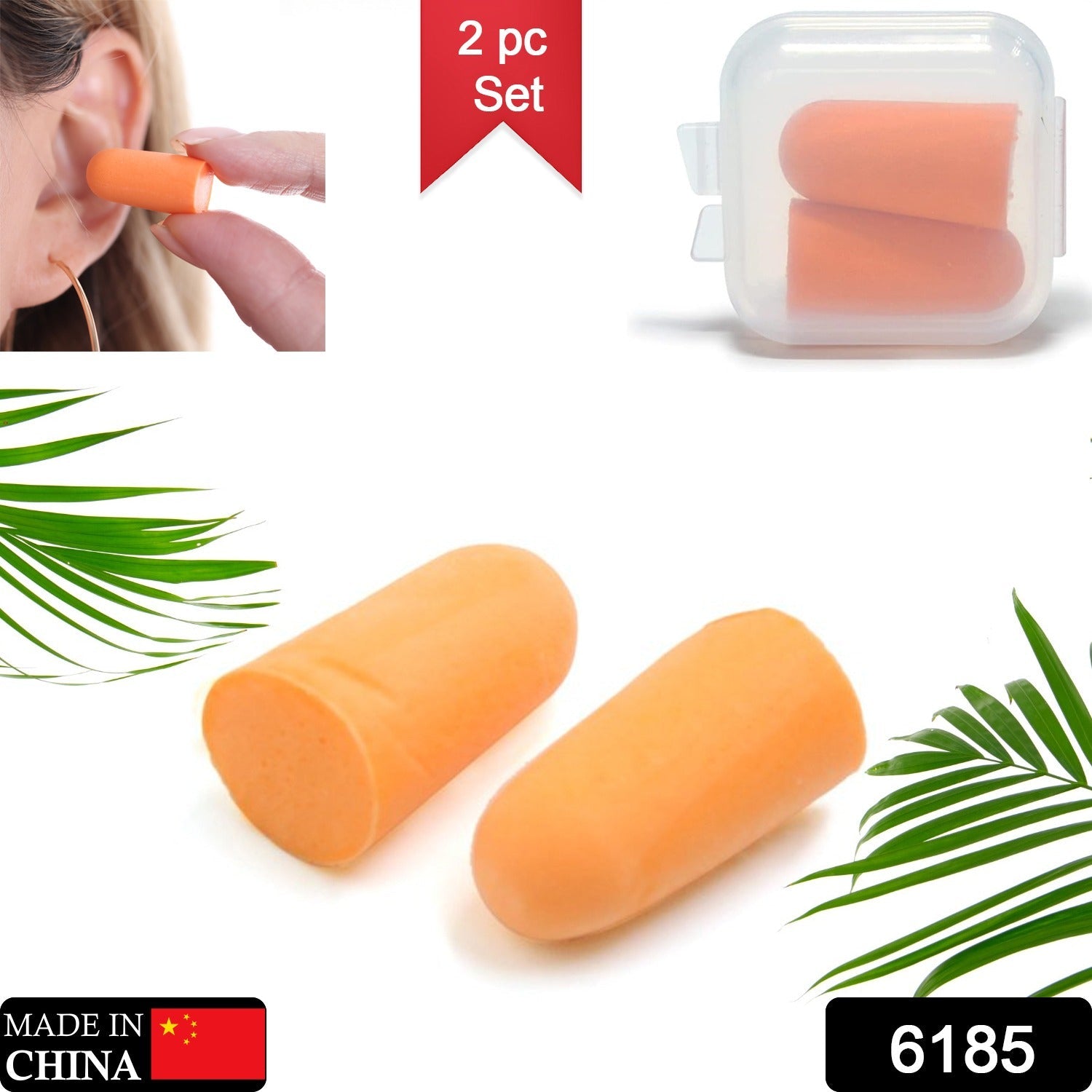 6185 Safety Ultra Soft Foam Ear Plugs Reusable Ear Plugs for Sleeping, Travel, Loud Noises, Work, Learning, Snoring (2 Pc Set) Eshaan Traders