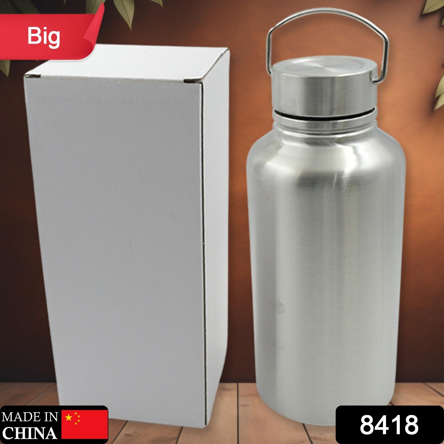 8418 Big Stainless Steel Water Bottle With Handle, Fridge Water Bottle, Stainless Steel Water Bottle Leak Proof, Rust Proof, Hot & Cold Drinks, Gym Sipper BPA Free Food Grade Quality, Steel fridge Bottle For office/Gym/School (Big) Eshaan Traders