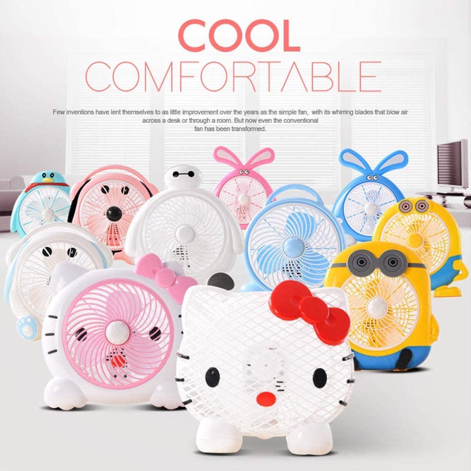 6464 plastic cute mini  cartoon electric usb fan desk fan for children DeoDap