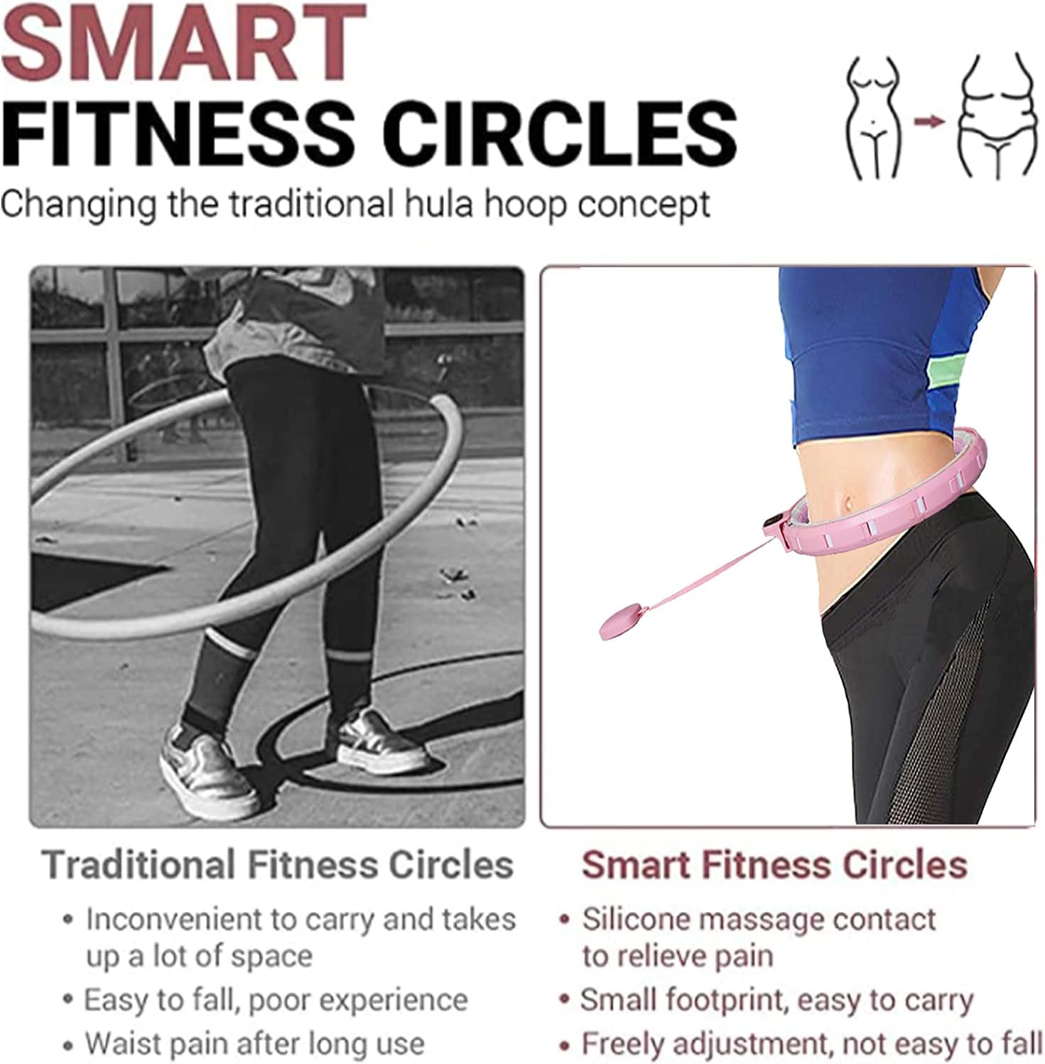 Fitness Adjustable Detachable Fitness Hula Hoop Ring Smart Round Count & Weight Loss Gym Equipment Exercise Smart Hula Hoops Eshaan Traders