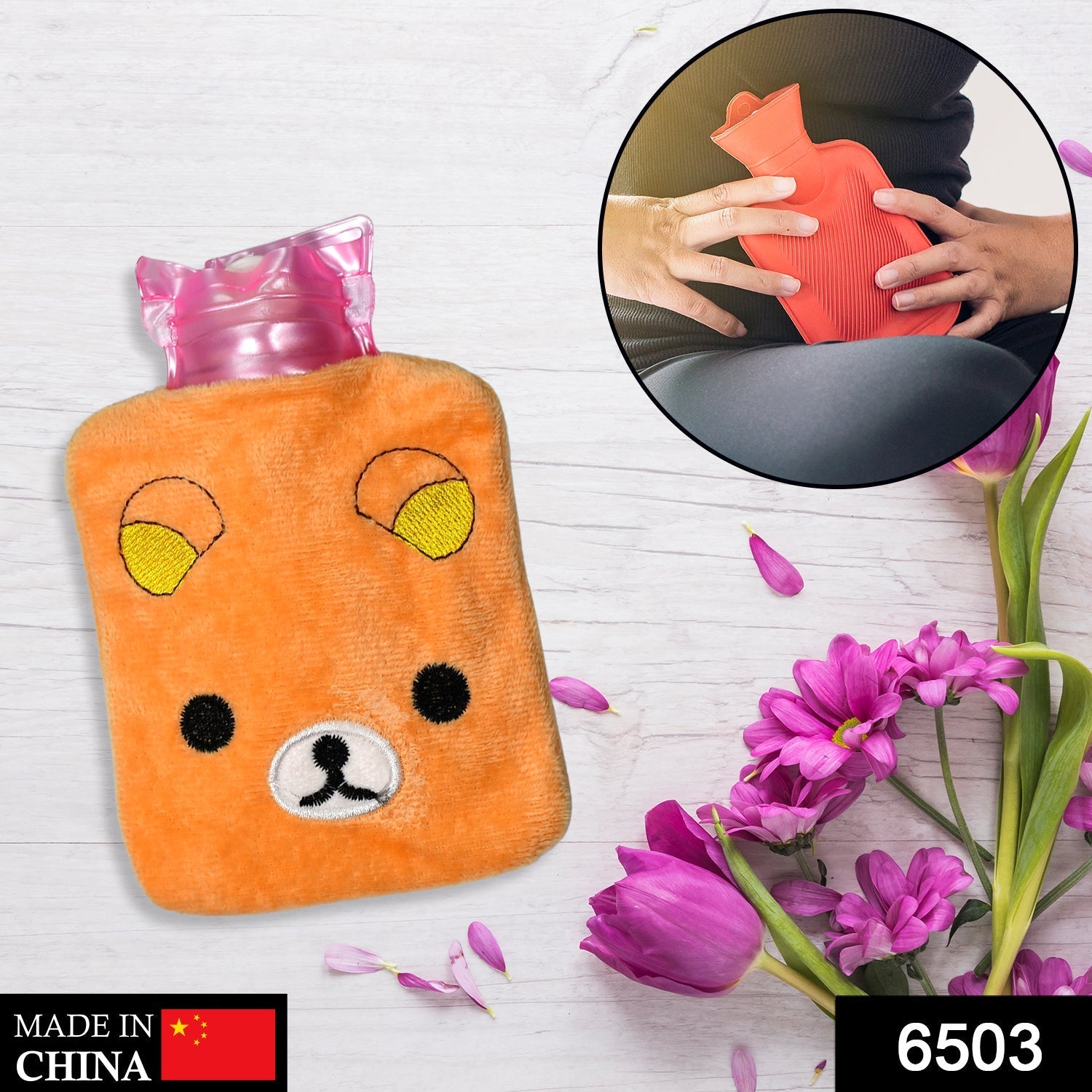 6503 Orange Panda small Hot Water Bag with Cover for Pain Relief, Neck, Shoulder Pain and Hand, Feet Warmer, Menstrual Cramps. Eshaan Traders