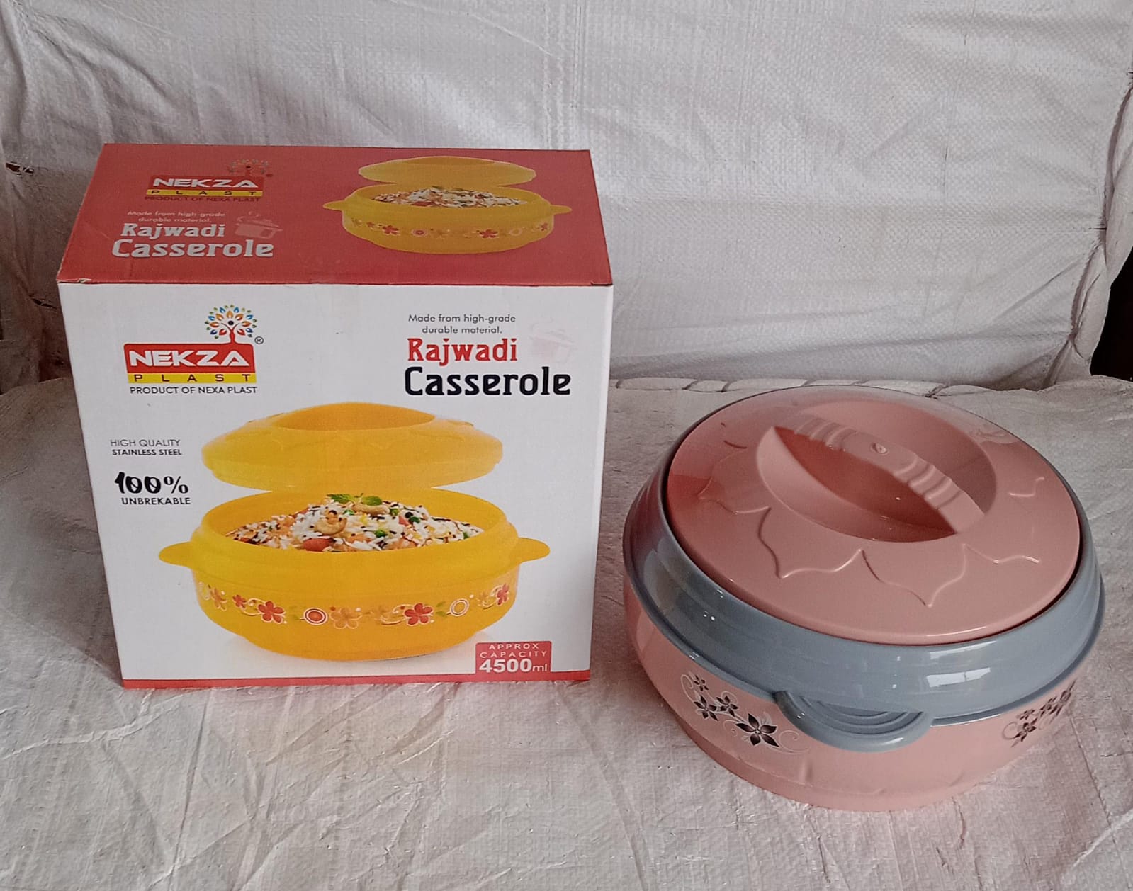 5788 High Quality Steel Casserole Box for Food Searving Inner Steel Insulated Casserole Hot Pot Flowers Printed Chapati Box for Roti Kitchen (Approx 4500 ml) Eshaan Traders