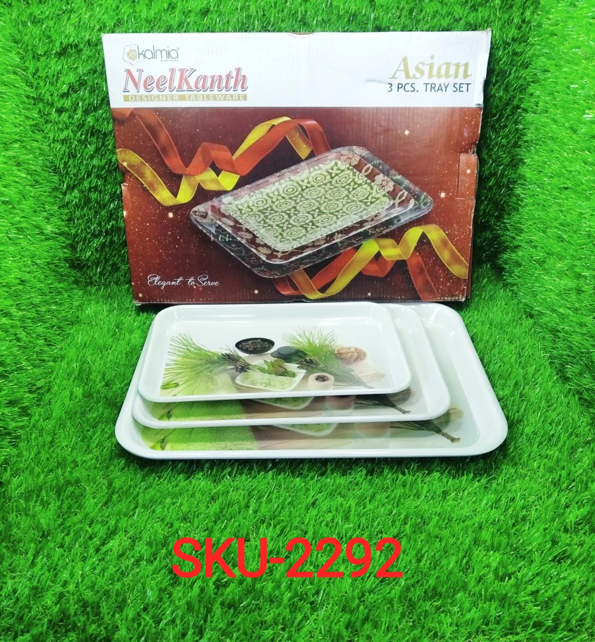 Serving Tray Set  (Pack of 3 Pcs) (Small, Medium, Large) (Multicolour) Eshaan Traders