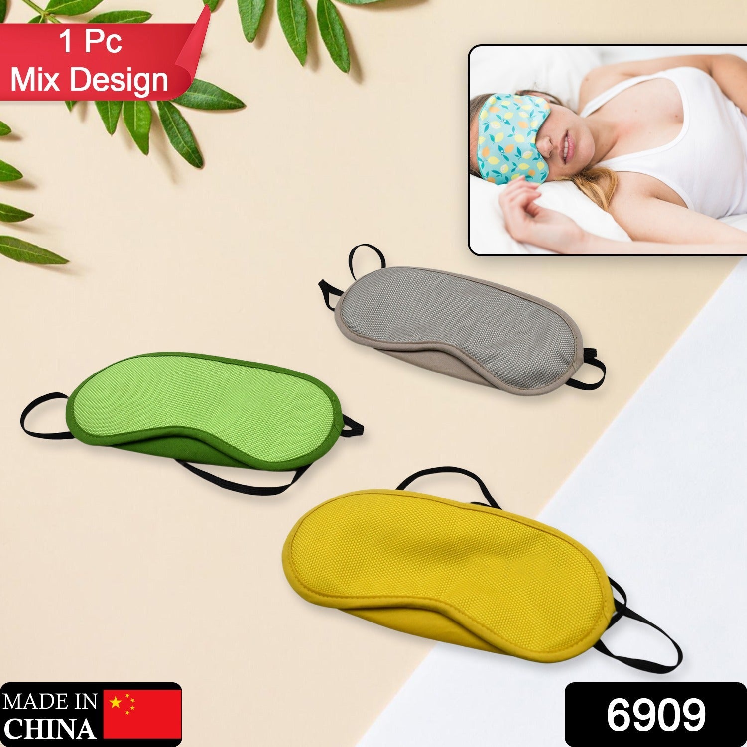 6909  SLEEPING MASK LIGHTWEIGHT COTTON FABRIC BLINDFOLD SOFT EYE MASK SUPER NEW PREMIUM EYE MASK (1 PC) Eshaan Traders