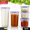 5830 Plastic Liquid Round Airtight Food Storage Container with Leak Proof Locking Lid BPA Free Container for Kitchen, 5 Pcs Set (Transparent,  ( Approx Capacity 110 ml,160 ml,210 ml,400 ml,500 ml) Eshaan Traders