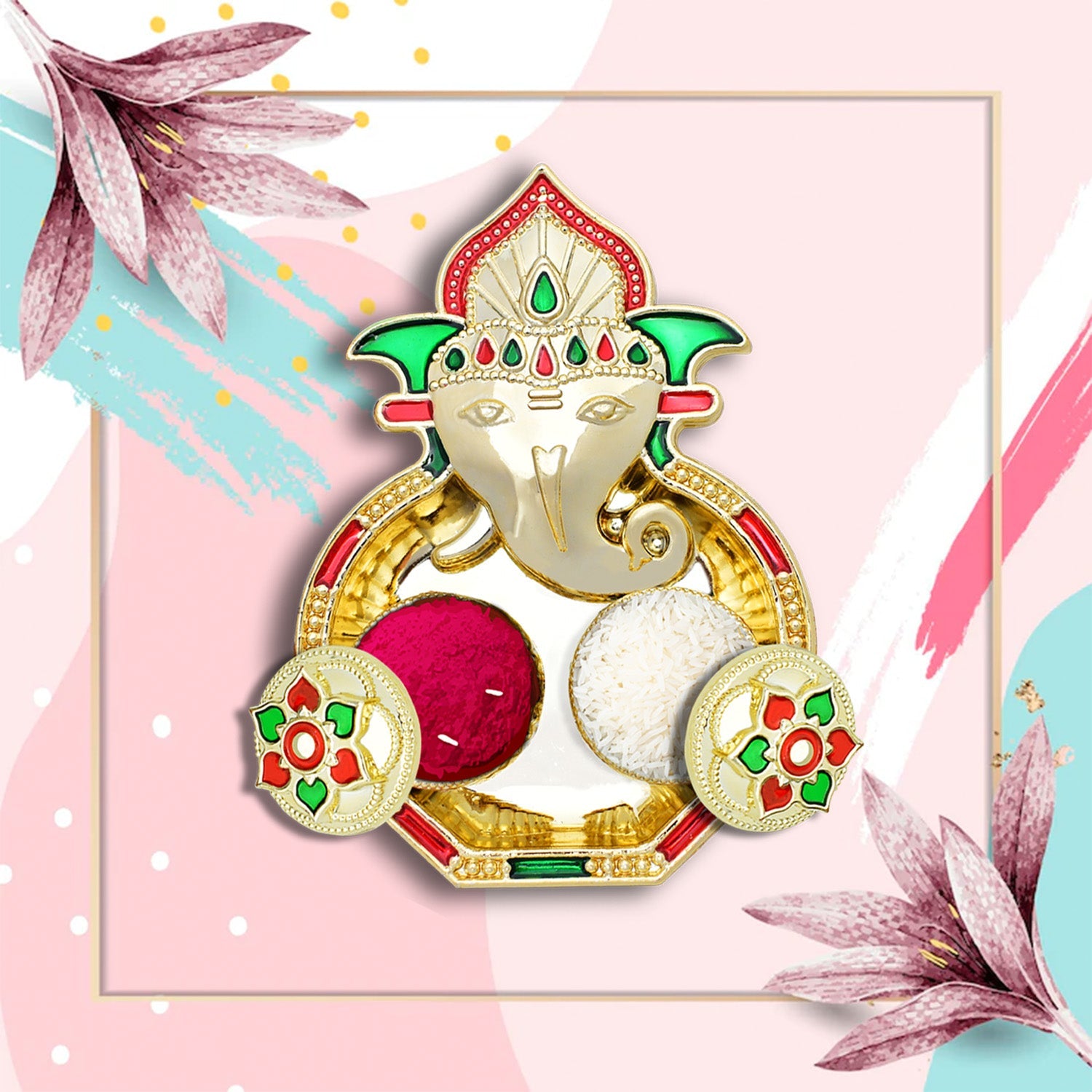 Rakasha Bandhan Special Puja Thali, Kumkum Thali Holder, Pooja Return Gift, Indian Housewarming Gifts, Brother / Bhai / Bhabhi / Sister / Family  Rakhi for Rakshabandhan, Diwali Eshaan Traders