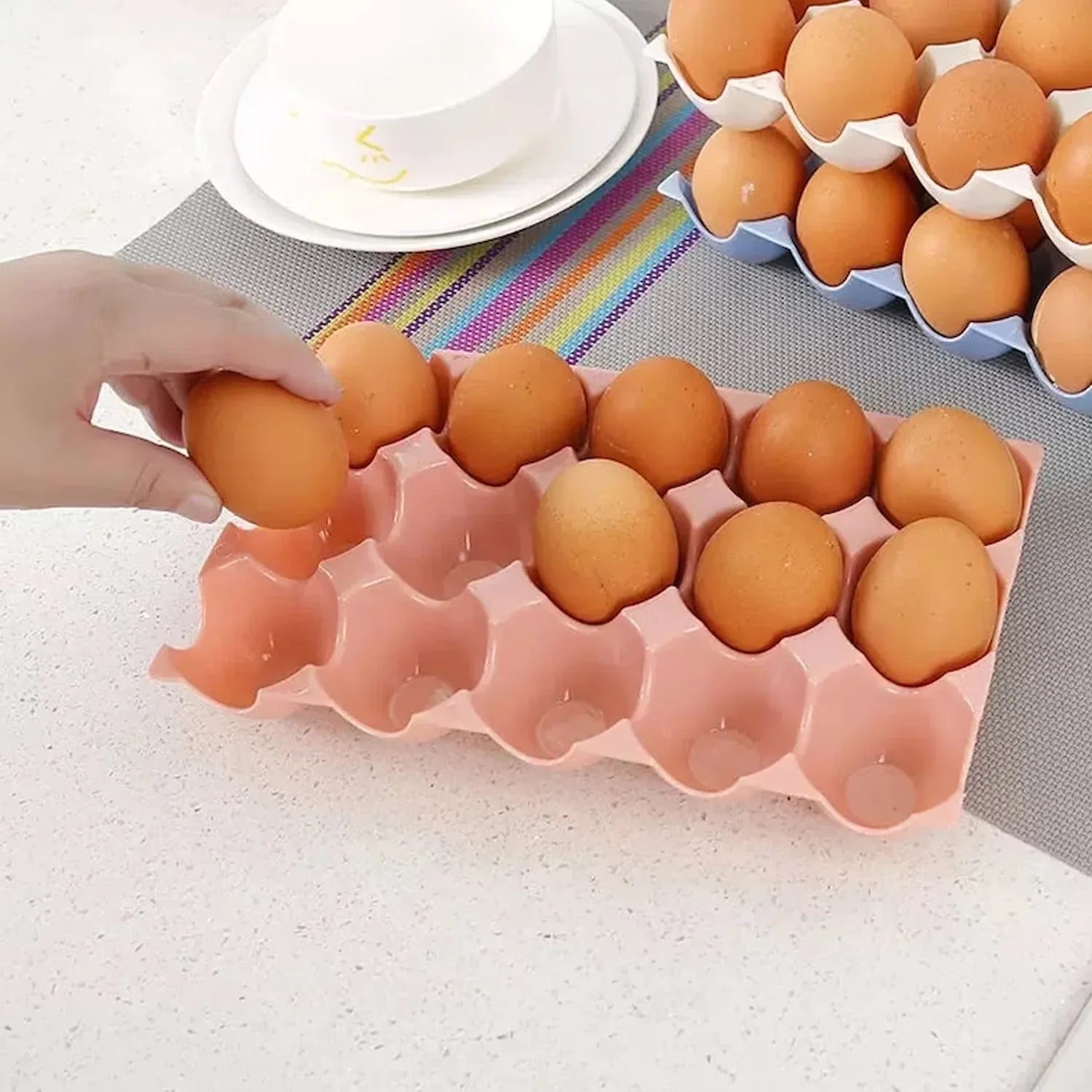 2116 15 Cavity Plastic Egg Tray Egg Trays for Storage with 15 Eggs Holder (4 Pc Set) Eshaan Traders