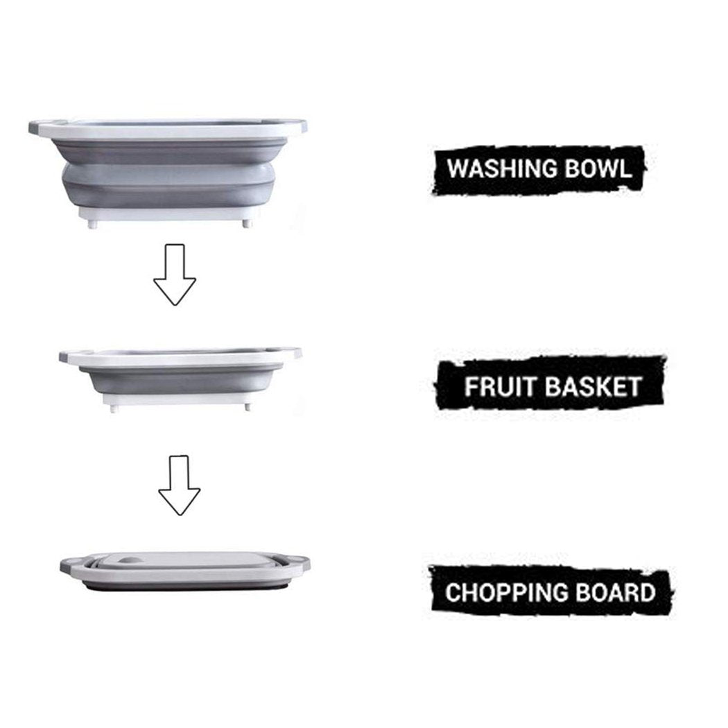 098 Foldable Chopping Board, Dish Rack, Washing Bowl & Draining Basket, 3in1 Multi-Function Eshaan Traders