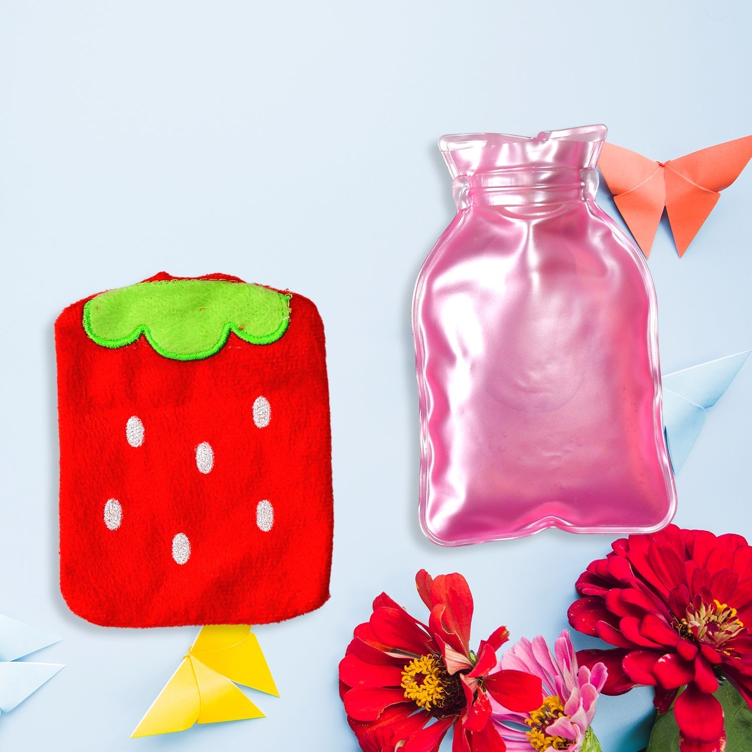 6516 Strawberry small Hot Water Bag with Cover for Pain Relief, Neck, Shoulder Pain and Hand, Feet Warmer, Menstrual Cramps. Eshaan Traders