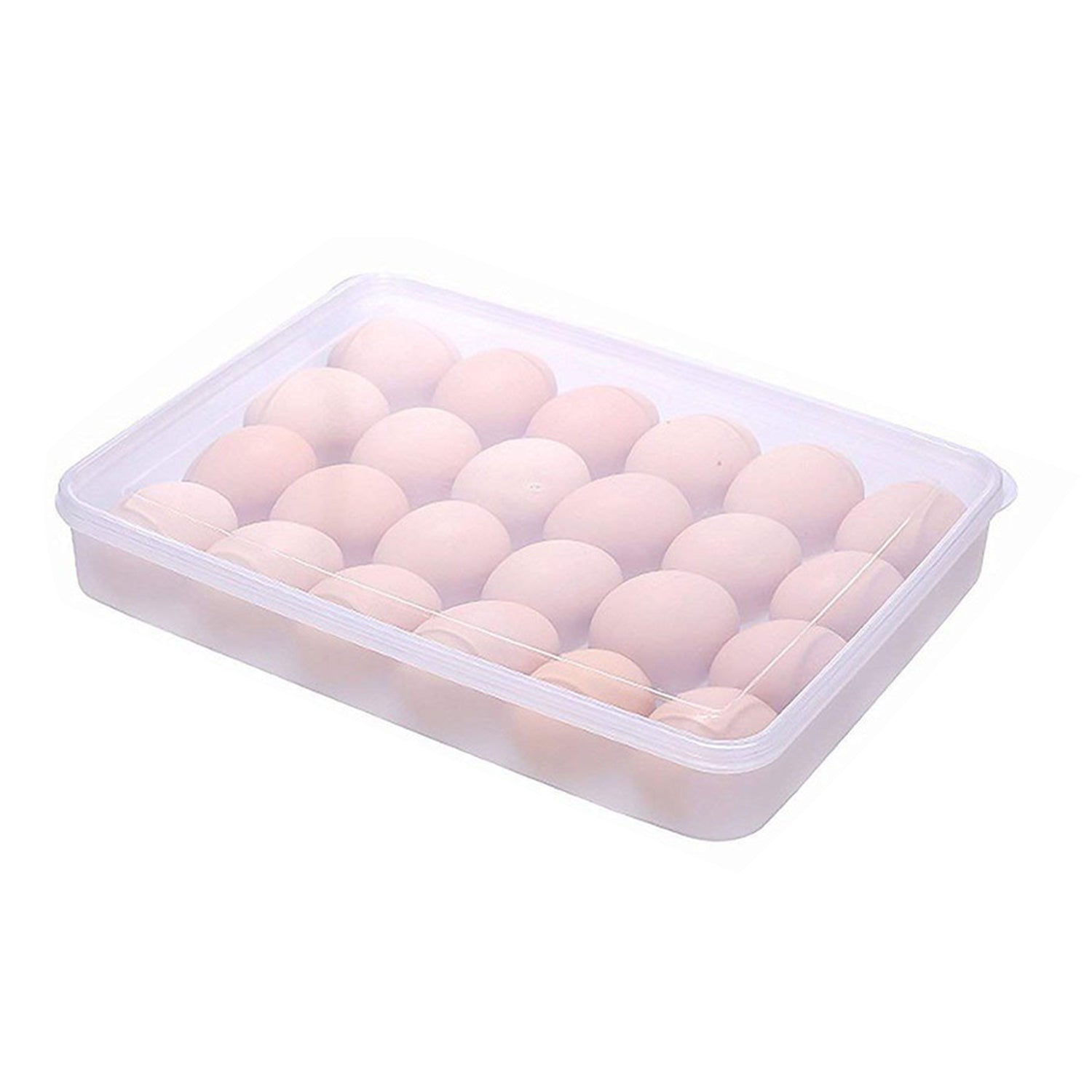 2645 24 Grids Plastic Egg Box Container Holder Tray for Fridge with Lid for 2 Dozen Egg Tray DeoDap