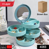 4083 4 Layers Jewellery Box, 360 Degree Rotating Jewelry Box, Jewelry and Earring Organizer Box with Mirror, Accessory Storage Box, Travel Decor Portable Jewelry Case Ornaments Storage Box Necklace Jewelry Organizer Jewelry Organizer Box Eshaan Traders