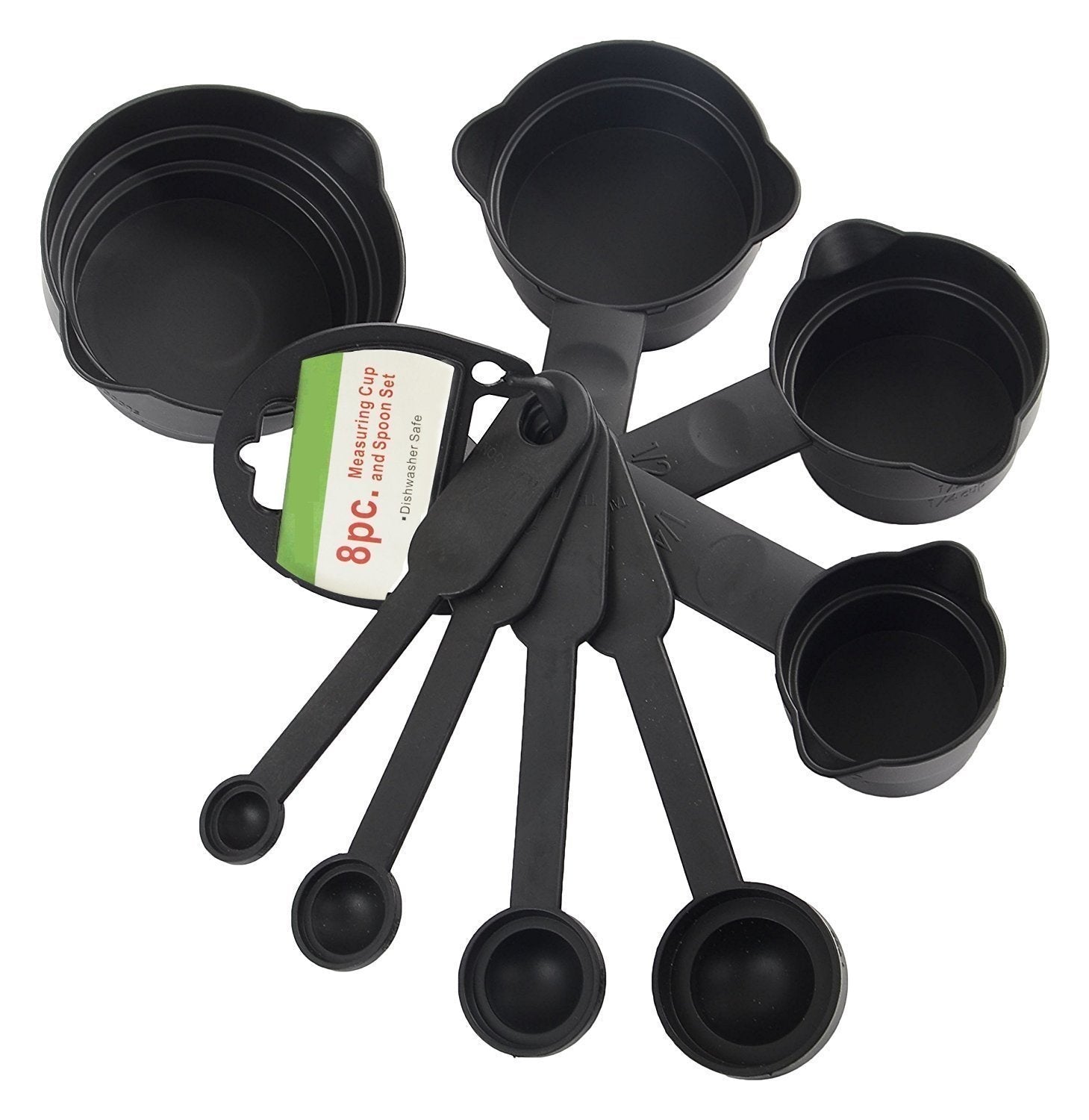 106 Plastic Measuring Cups and Spoons (8 Pcs, Black) Eshaan Traders