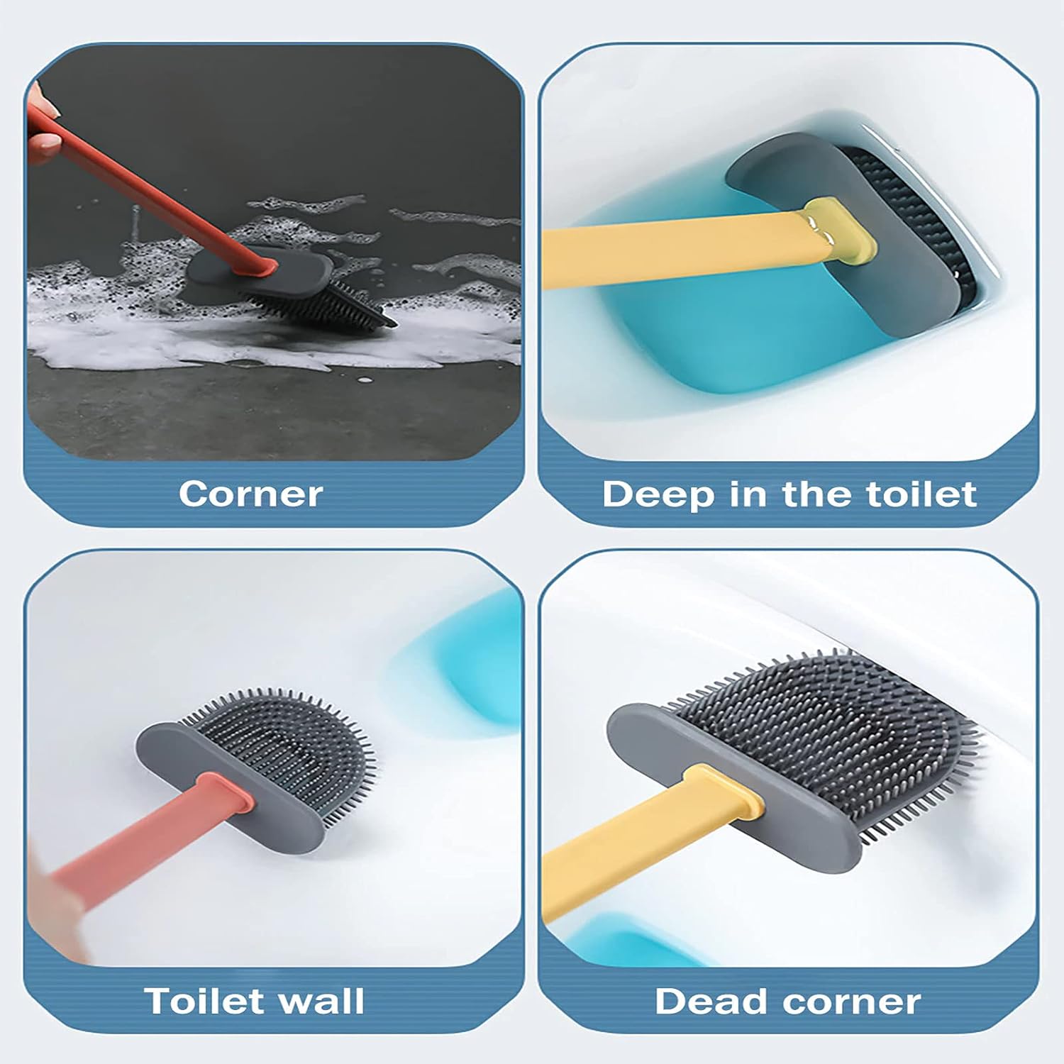 1410L Silicone Toilet Brush/ Flexible Soft Bristle Brush with Quick Dry Holder Cleaning Brush for Toilet Accessories ( Without Box ) Eshaan Traders