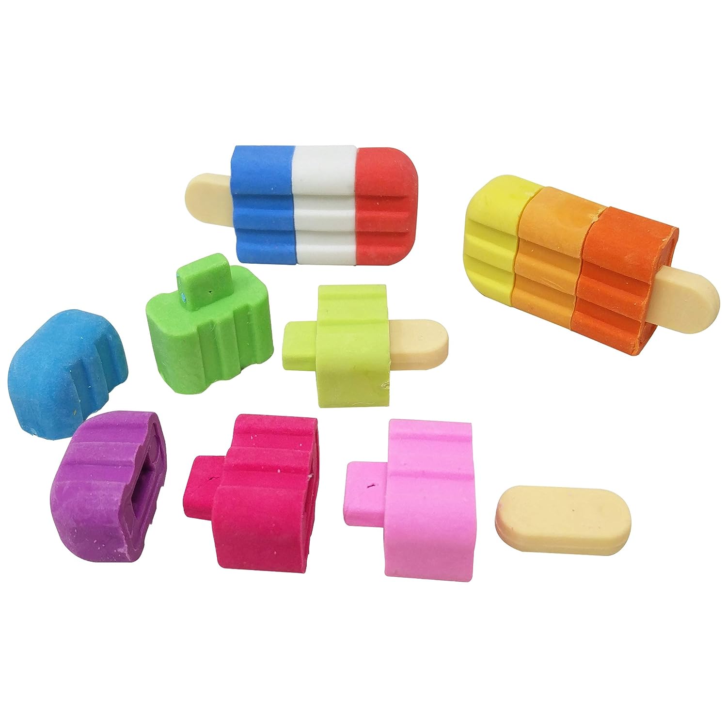 4566 New Ice Cream Stick Erasers for Kids, Pops Fruit-Scented Puzzle Erasers, School Supplies for Kids - Set of 3 Eshaan Traders