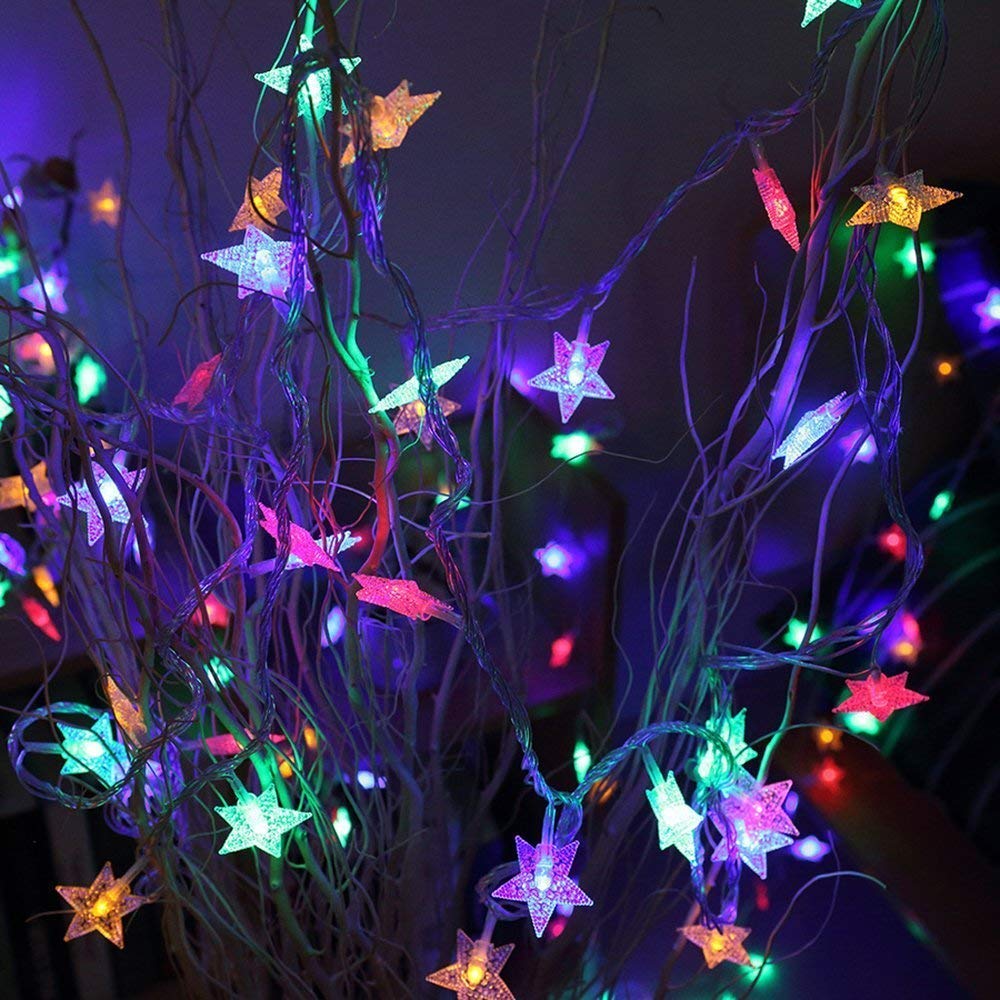 6603  28 LED / Star 3.9 Meter Star Shape Led Light Battery Operated with Flashing Modes for Home Decoration, Kids Room, Waterproof Diwali & Wedding LED Christmas Light Indoor and Outdoor Light ,Festival Decoration (Multicolor Battery Not Included 3.9Mtr) Eshaan Traders