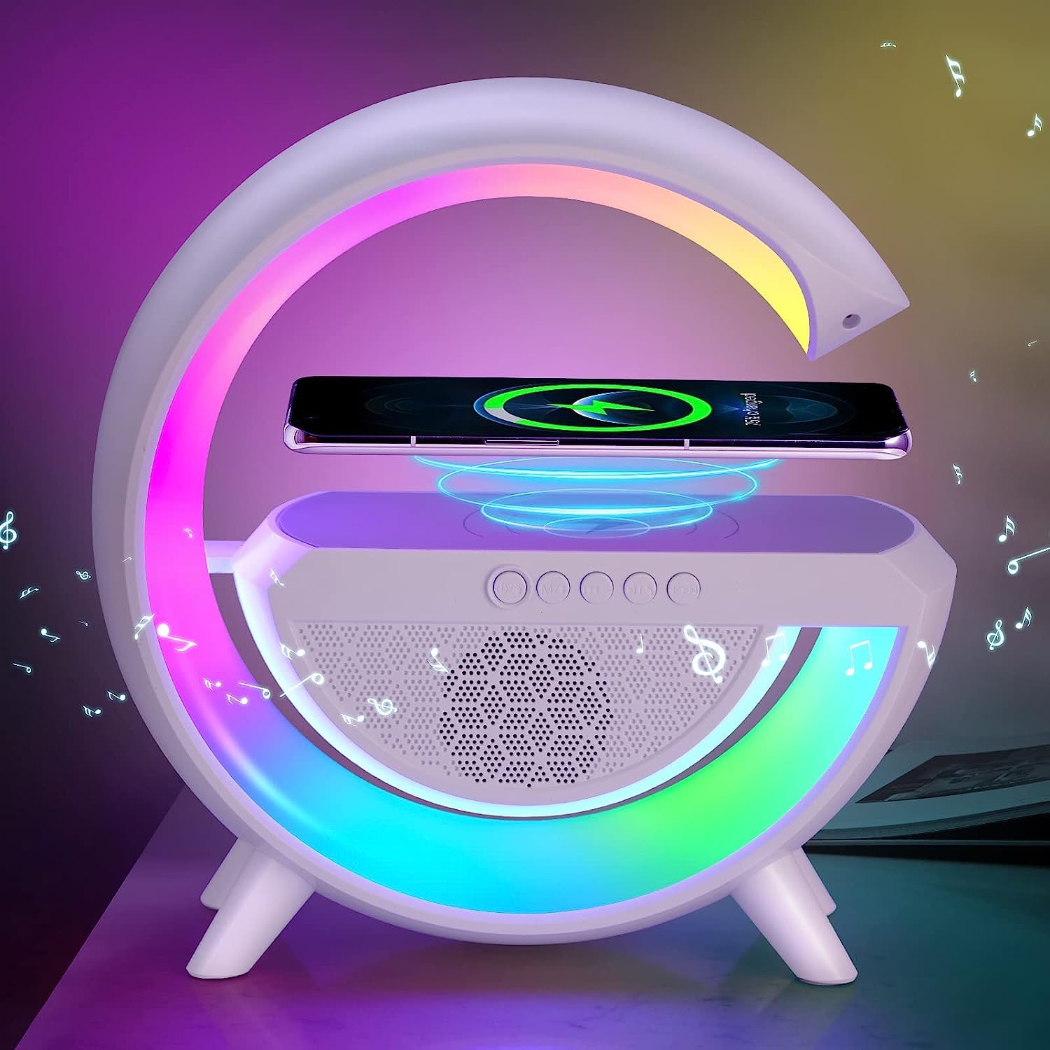 1393   3-in-1 Multi-Function LED Night Lamp with Bluetooth Speaker, Wireless Charging, for Bedroom for Music, Party and Mood Lighting - Perfect Gift for All Occasions blootuth speaker (Media Player) Eshaan Traders