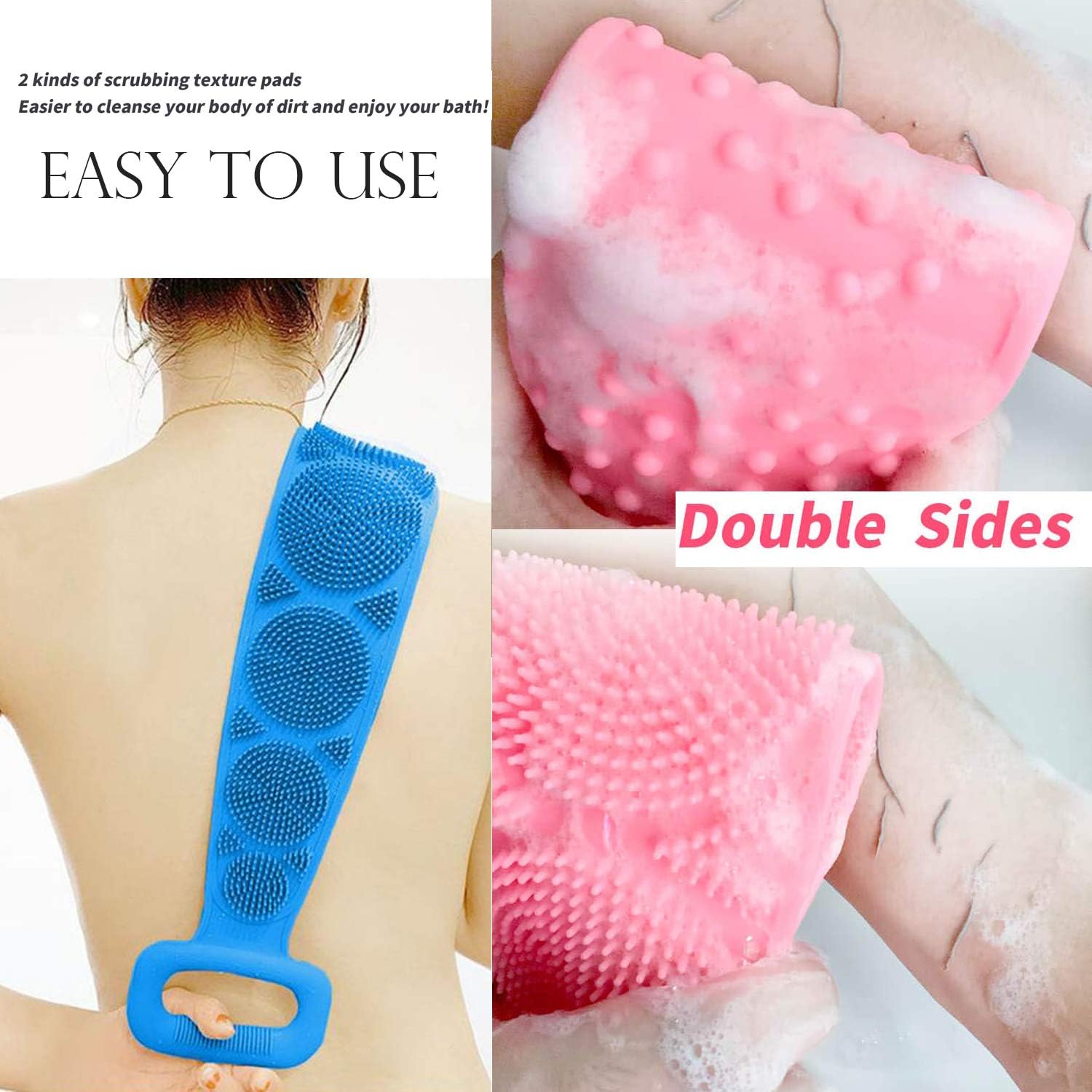 7274 Low Quality Bath Body Brush Towel Eco-Friendly Back Scrubber Shower Brush Silicone Bath Body Brush Towel Body Cleaning Bathroom Shower Strap Eshaan Traders