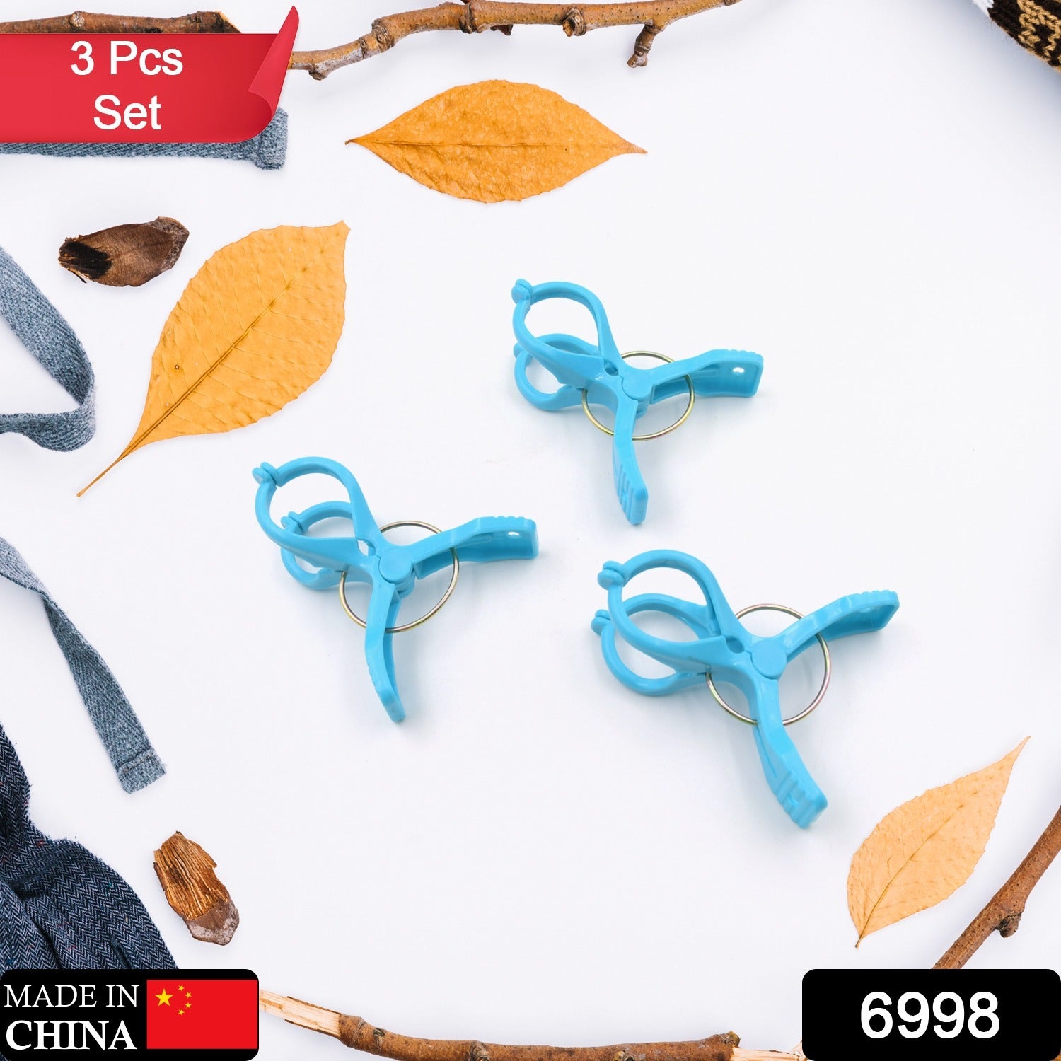 6998  Big Multifunction Plastic Heavy Quality Cloth Hanging Clips, Plastic Laundry Clothes Pins Set of 3 Pieces Eshaan Traders