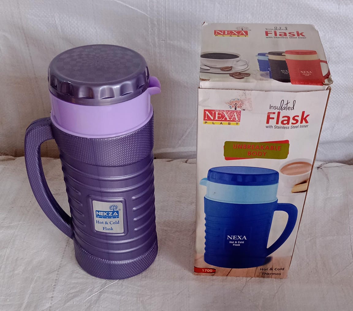 Thermos Insulated Flask or hot Kettle,  Plastic innner Steel, Insulated Tea Kettle Hot and Cold Premium Tea Kettle Kettle | Easy to Carry | Leak Proof | Tea Jug | Coffee Jug | Water Jug | Hot Beverag (1200 Ml, 1700ML ) Eshaan Traders