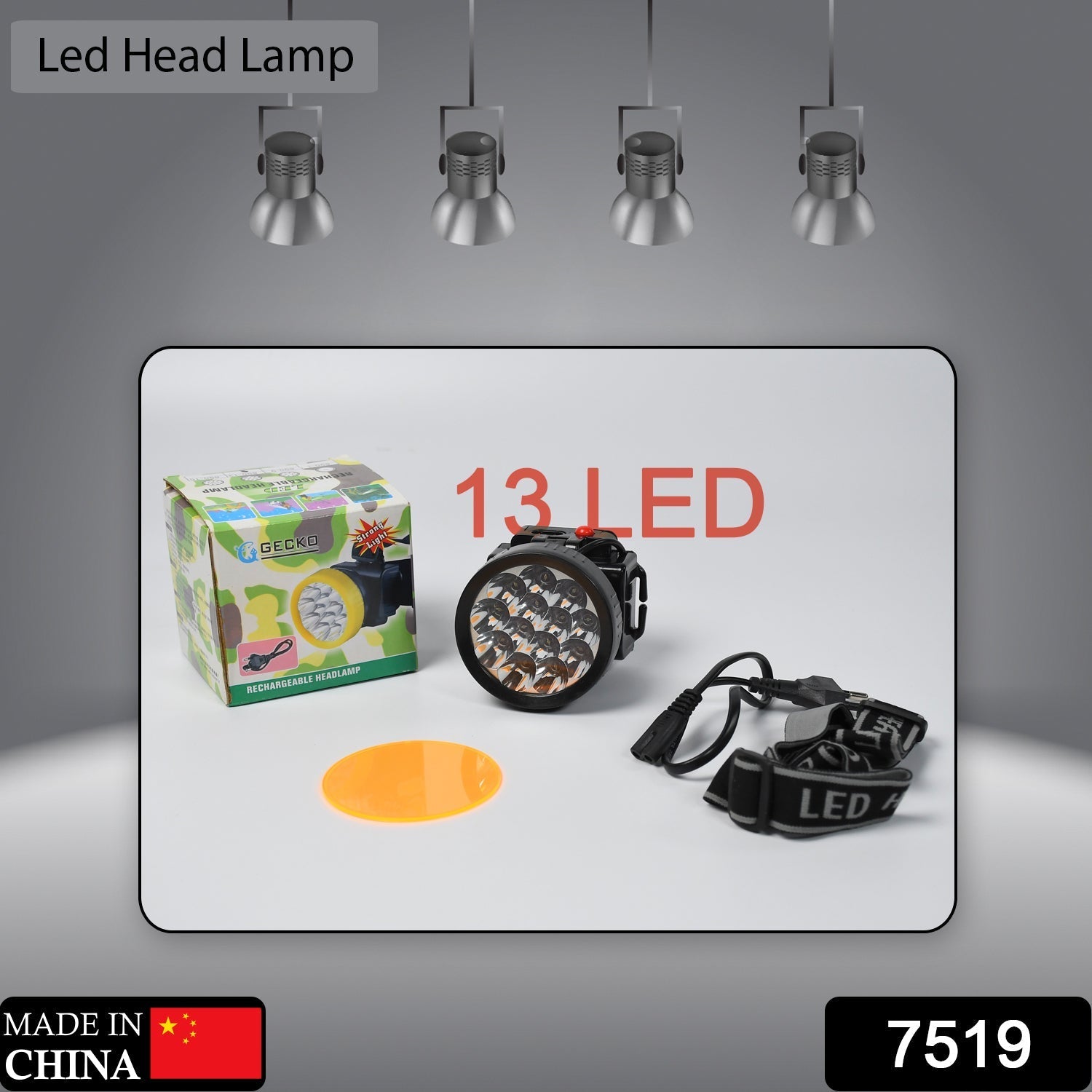 7519 HEAD LAMP 13 LED LONG RANGE RECHARGEABLE HEADLAMP ADJUSTMENT LAMP USE FOR FARMERS, FISHING, CAMPING, HIKING, TREKKING, CYCLING Eshaan Traders