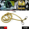 9100 Multipurpose Ultra Flexible Bungee Rope / Luggage Strap / Bungee Cord High Strength Elastic Bungee, Shock Cord Cables, Luggage Tying Rope with Hooks (2 Mtr) Eshaan Traders