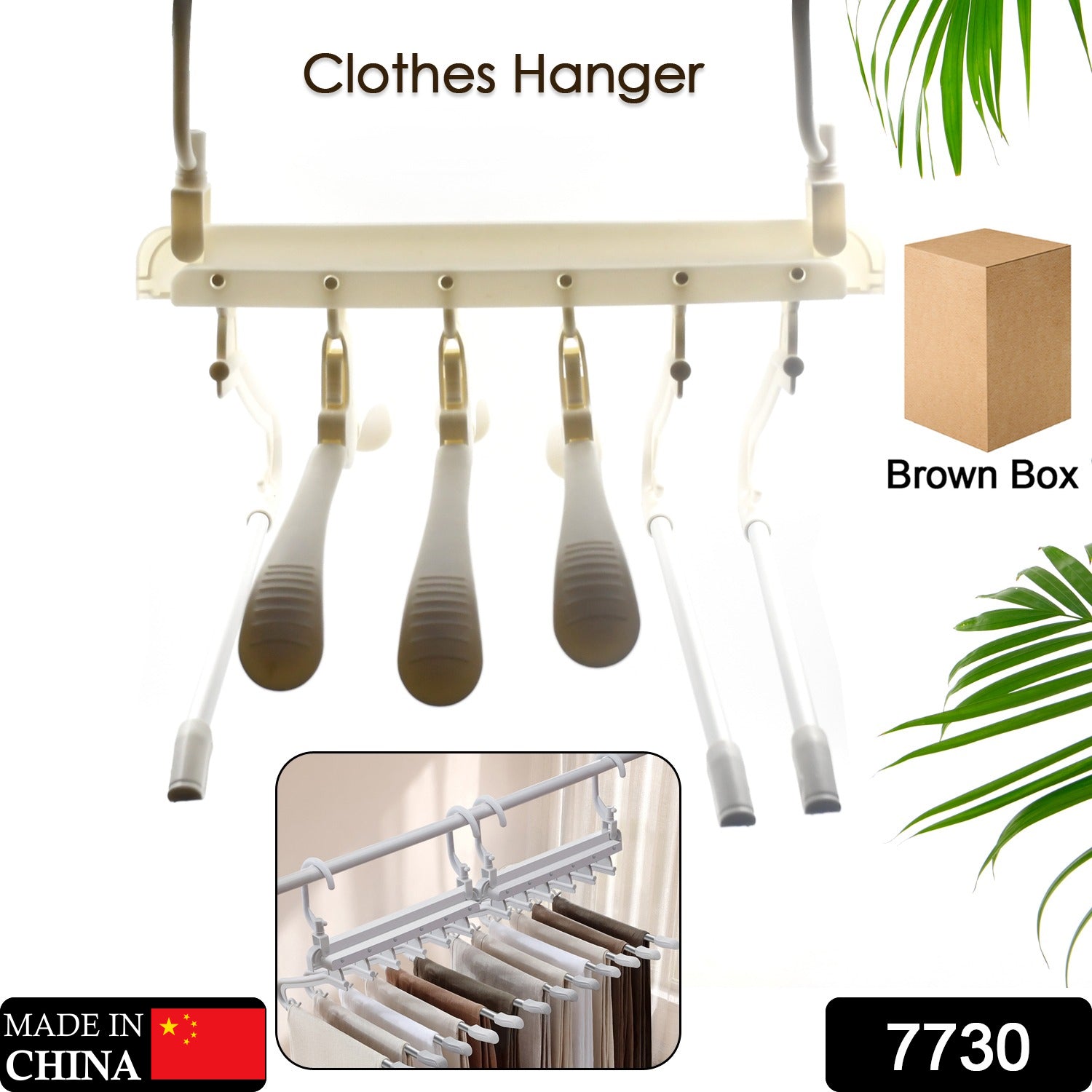 7730 Cloth Hanger 6 in 1 Multi-Layer Hanging Mass Pants Rack Stainless Steel Pants Hangers Folding Storage Rack Space Saver Storage for Trousers Scarf Tie Belt Eshaan Traders