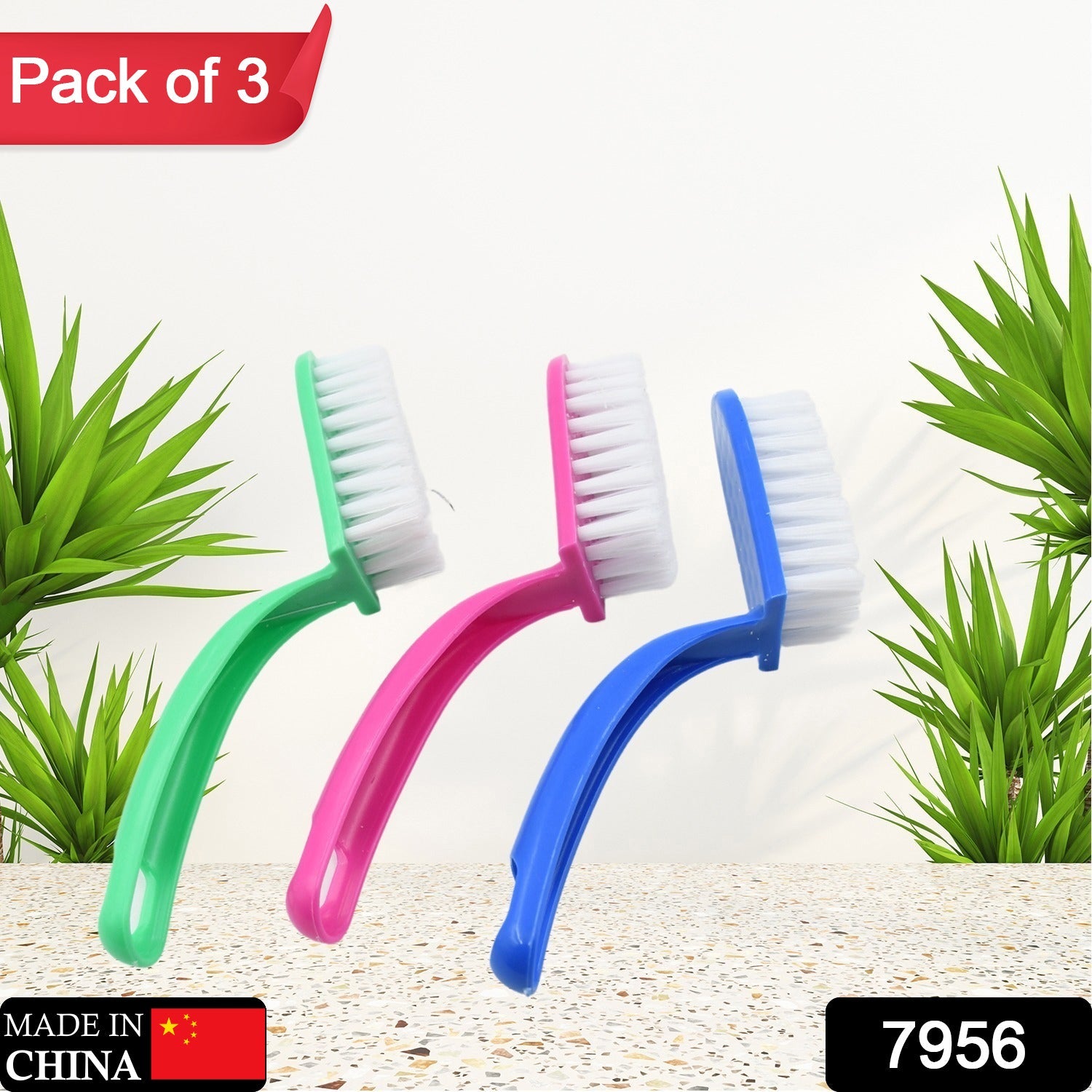 7956 Multi-Purpose Kitchen Cleaning Brushes - Fish Cleaning Vegetable Cleaning Tool Cleaner Utensils Fruit Cleaning 3 Piece Eshaan Traders