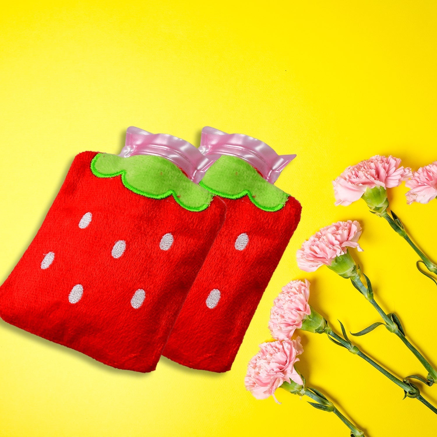 6516 Strawberry small Hot Water Bag with Cover for Pain Relief, Neck, Shoulder Pain and Hand, Feet Warmer, Menstrual Cramps. Eshaan Traders