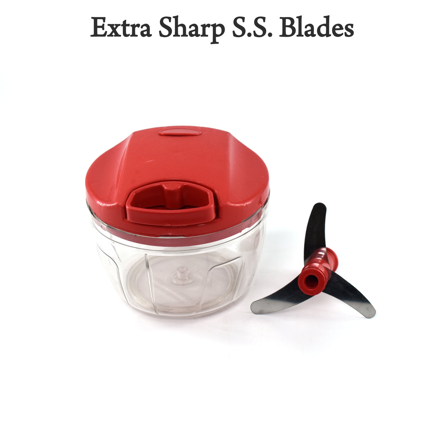 2283R Manual Red mini plastic food chopper with extra sharp blades (375 Ml) Eshaan Traders