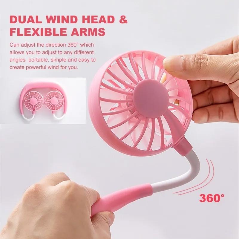 875 Portable USB Battery Rechargeable Mini Fan - Headphone Design Wearable Neckband Fan DeoDap