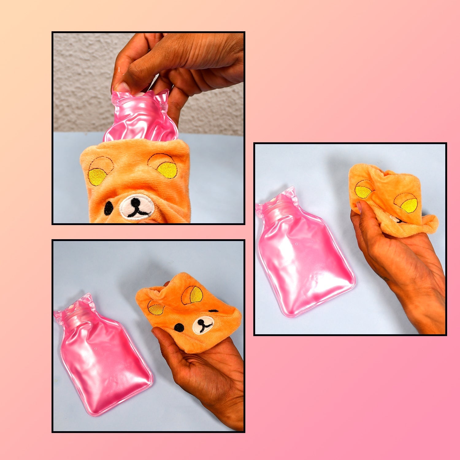 6503 Orange Panda small Hot Water Bag with Cover for Pain Relief, Neck, Shoulder Pain and Hand, Feet Warmer, Menstrual Cramps. Eshaan Traders