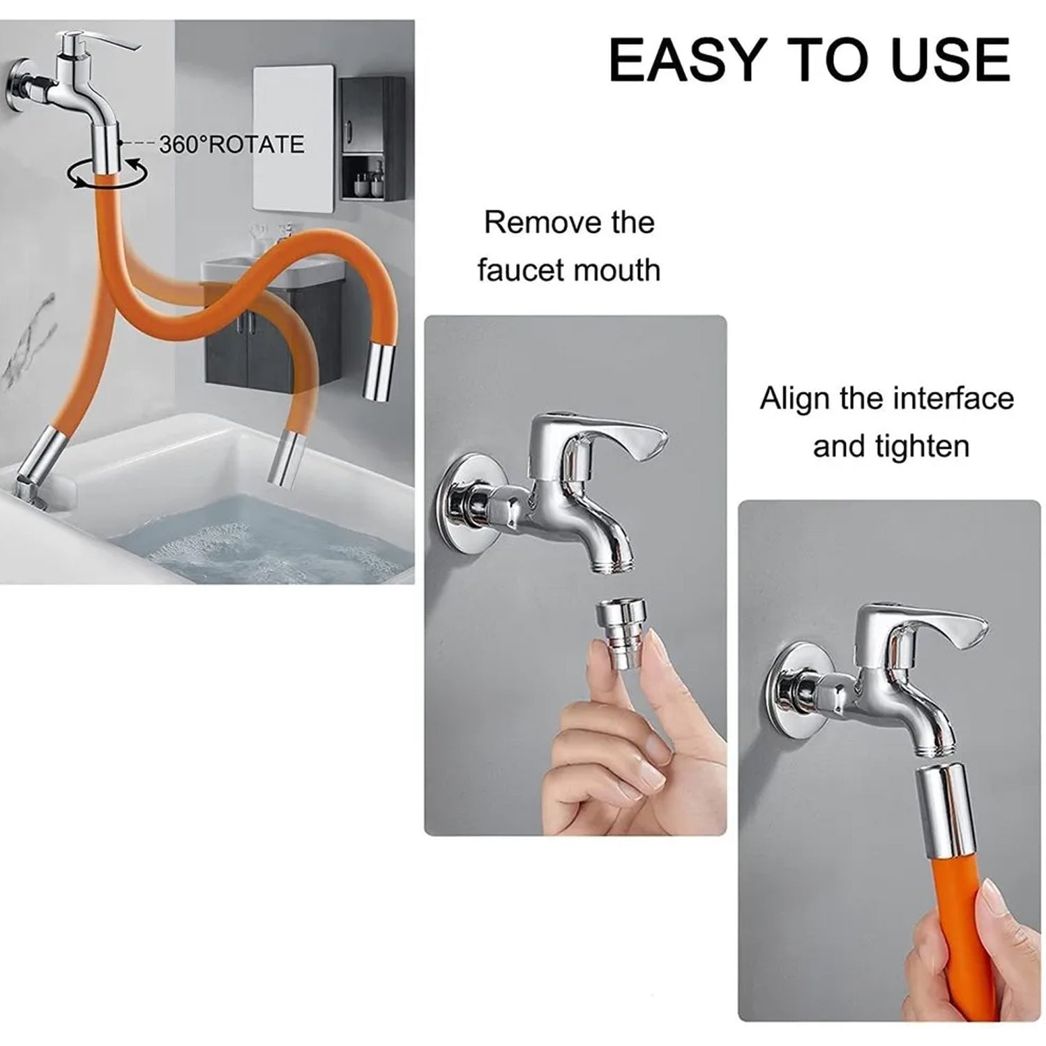 9087b Flexible Water Tap Extender, Universal Foaming Extension Tube with Connector, 360 Free Bending Faucet Extender, Adjustable Sink Drain Extension (46cm) DeoDap