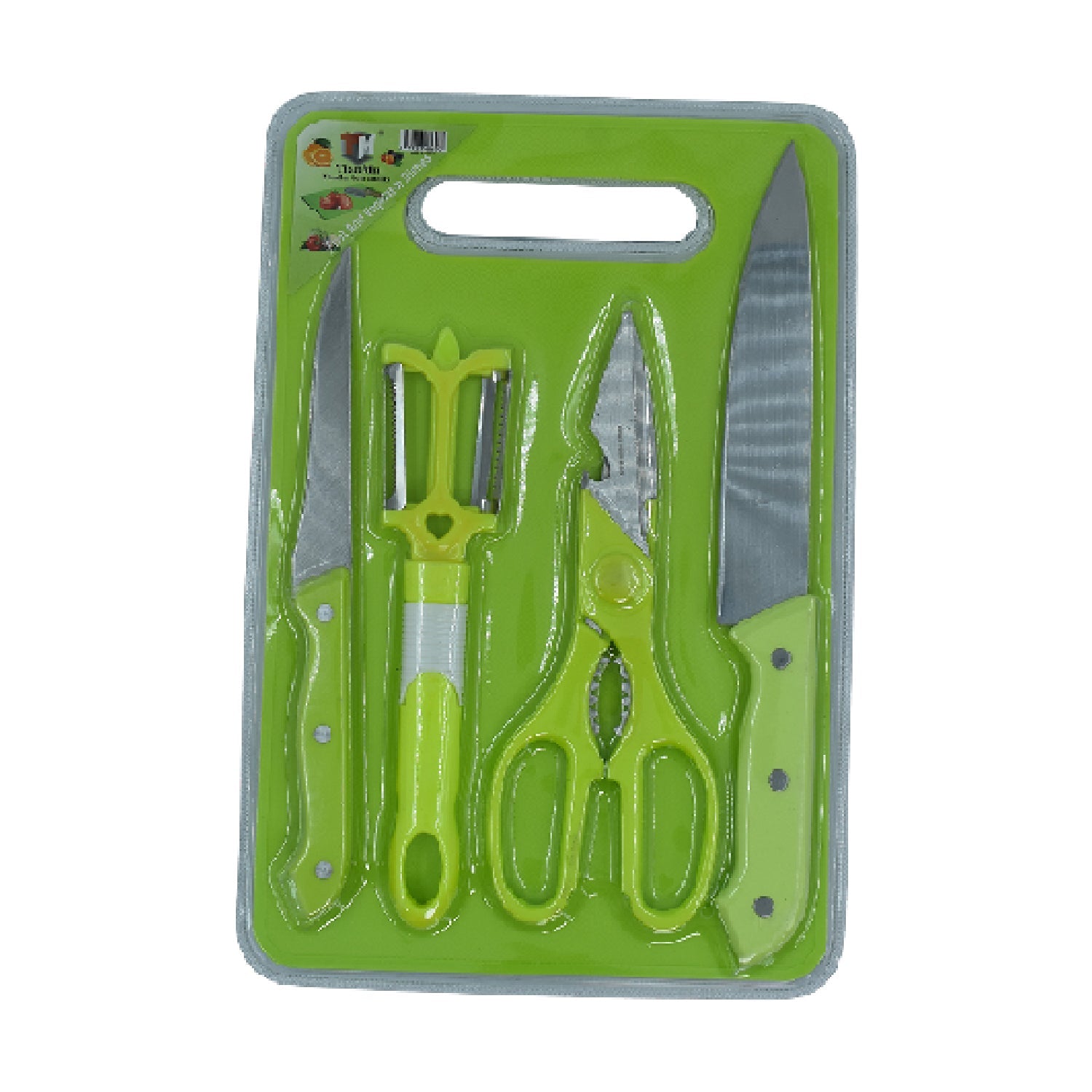 5508 Plastic Chopping Board with Knife Set and Scissor And Wine Stainless Steel And Plastic Kitchen item Multipurpose cutting vegetables Eshaan Traders