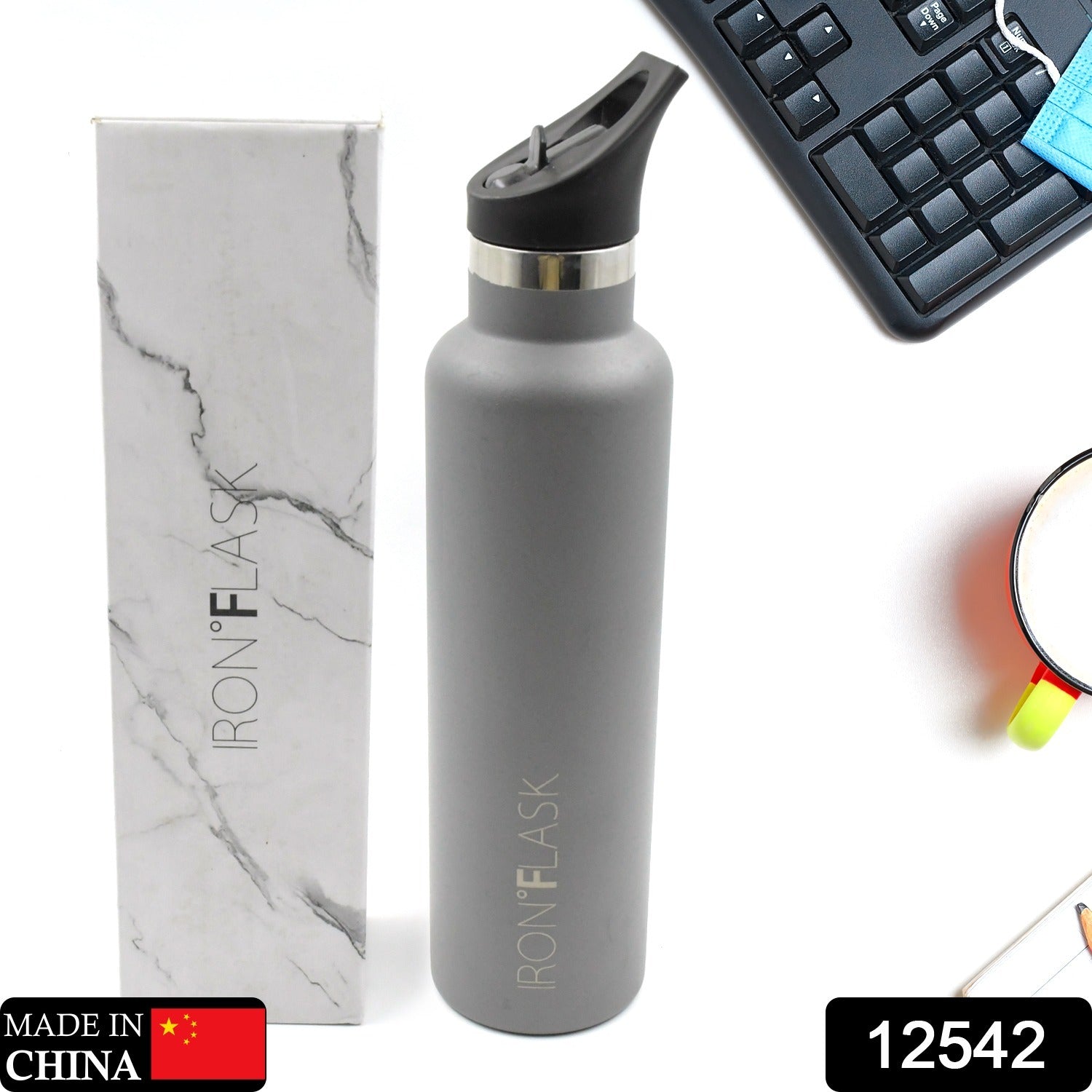 12542 Stainless Steel Vacuum Flask Water Bottle, Fridge Water Bottle, Leak Proof, Rust Proof, Hot & Cold Drinks, Gym BPA Free Food Grade Quality, For office/Gym/School (Approx 1000 ML) Eshaan Traders