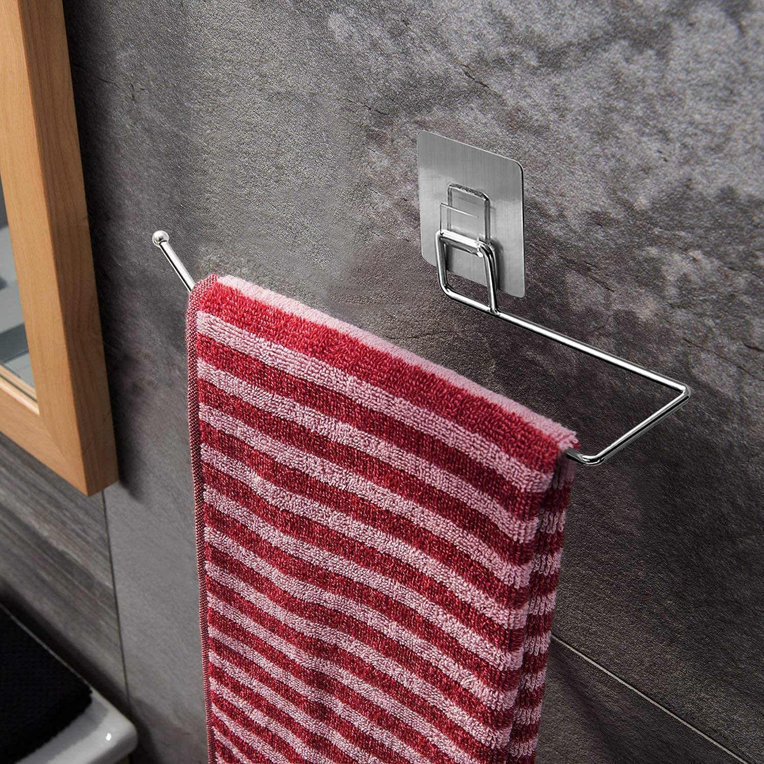 9312 Stainless Steel Drill Free Self-Adhesive Paper Roll Holder Tissue Paper Stand Towel Bar Hanger Kitchen Towel Holder for Kitchen Bathroom Toilet (Pack of 1) Eshaan Traders