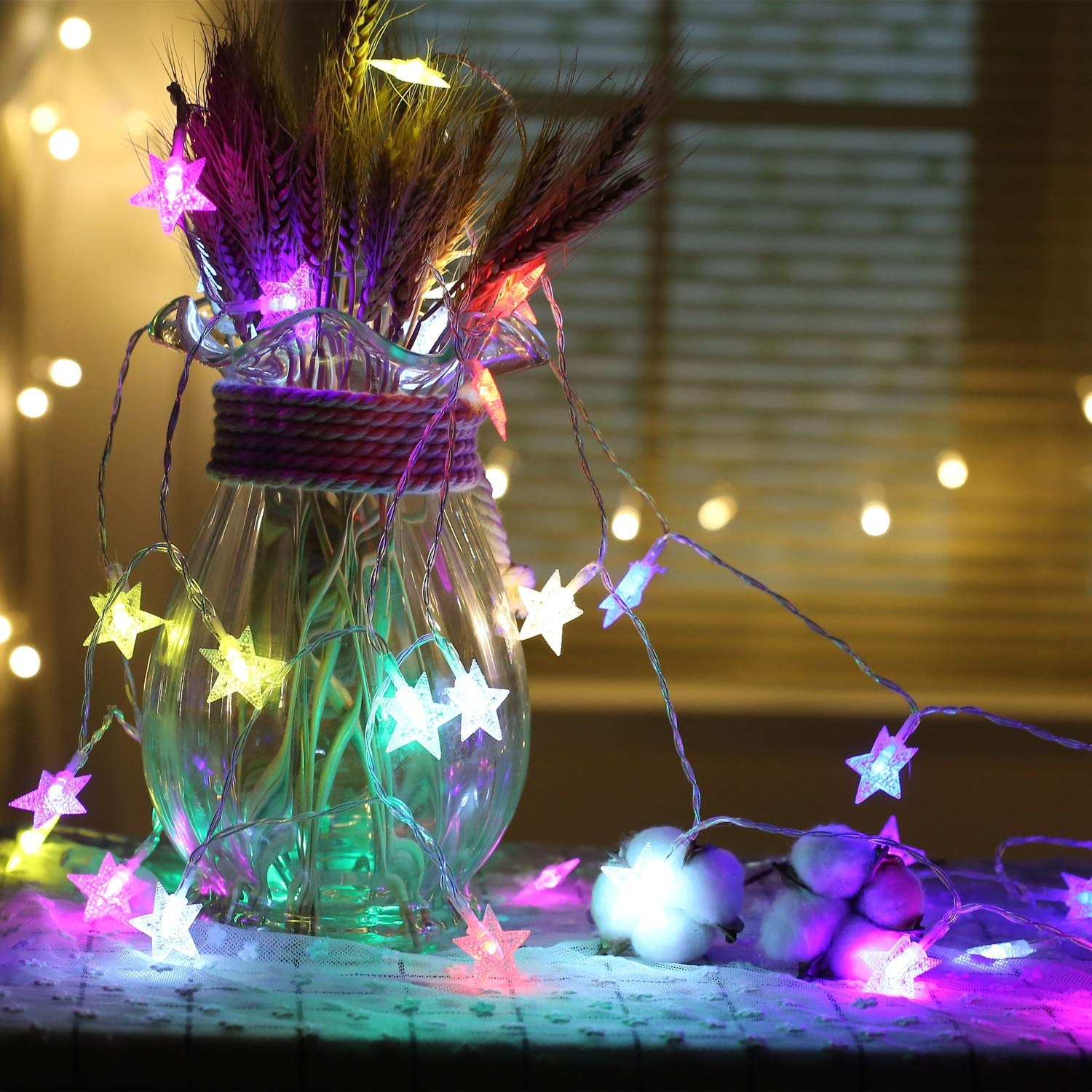 6603  28 LED / Star 3.9 Meter Star Shape Led Light Battery Operated with Flashing Modes for Home Decoration, Kids Room, Waterproof Diwali & Wedding LED Christmas Light Indoor and Outdoor Light ,Festival Decoration (Multicolor Battery Not Included 3.9Mtr) Eshaan Traders