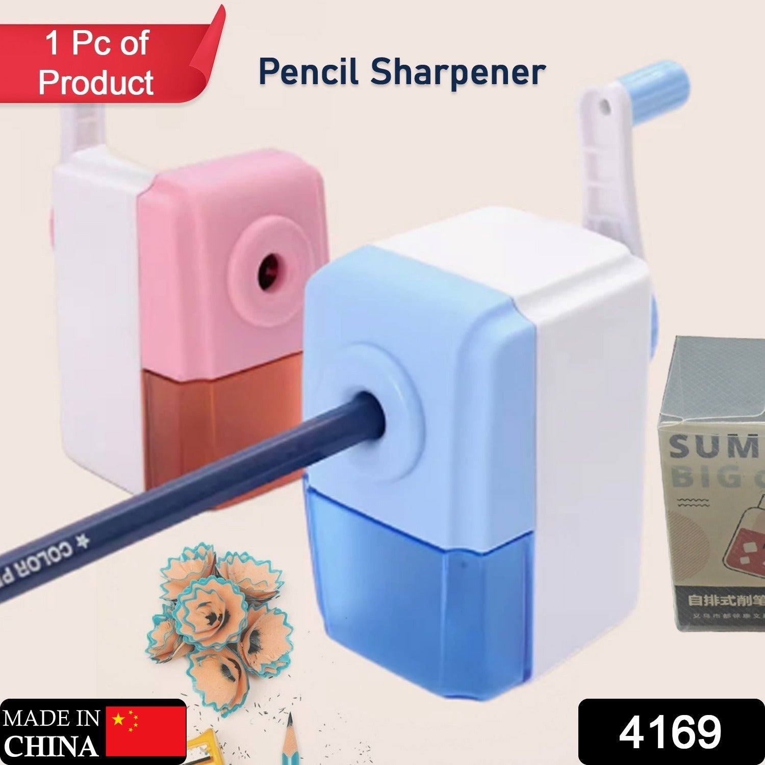 4169 Pen Pencil Sharpener | Simple Student Office Pencil Sharpener | Fashionable and Convenient Non-Slip Base Pencil Sharpener，Lightweight Manual Sharpener, Non-Slip Handle (1 Pc) Eshaan Traders