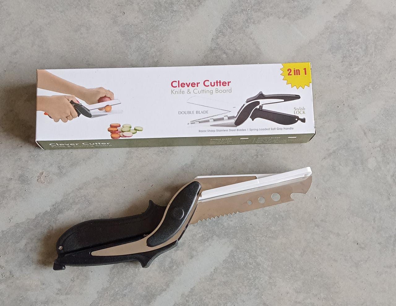 073 Stainless Steel 4 in 1 Clever Cutter, Black Eshaan Traders