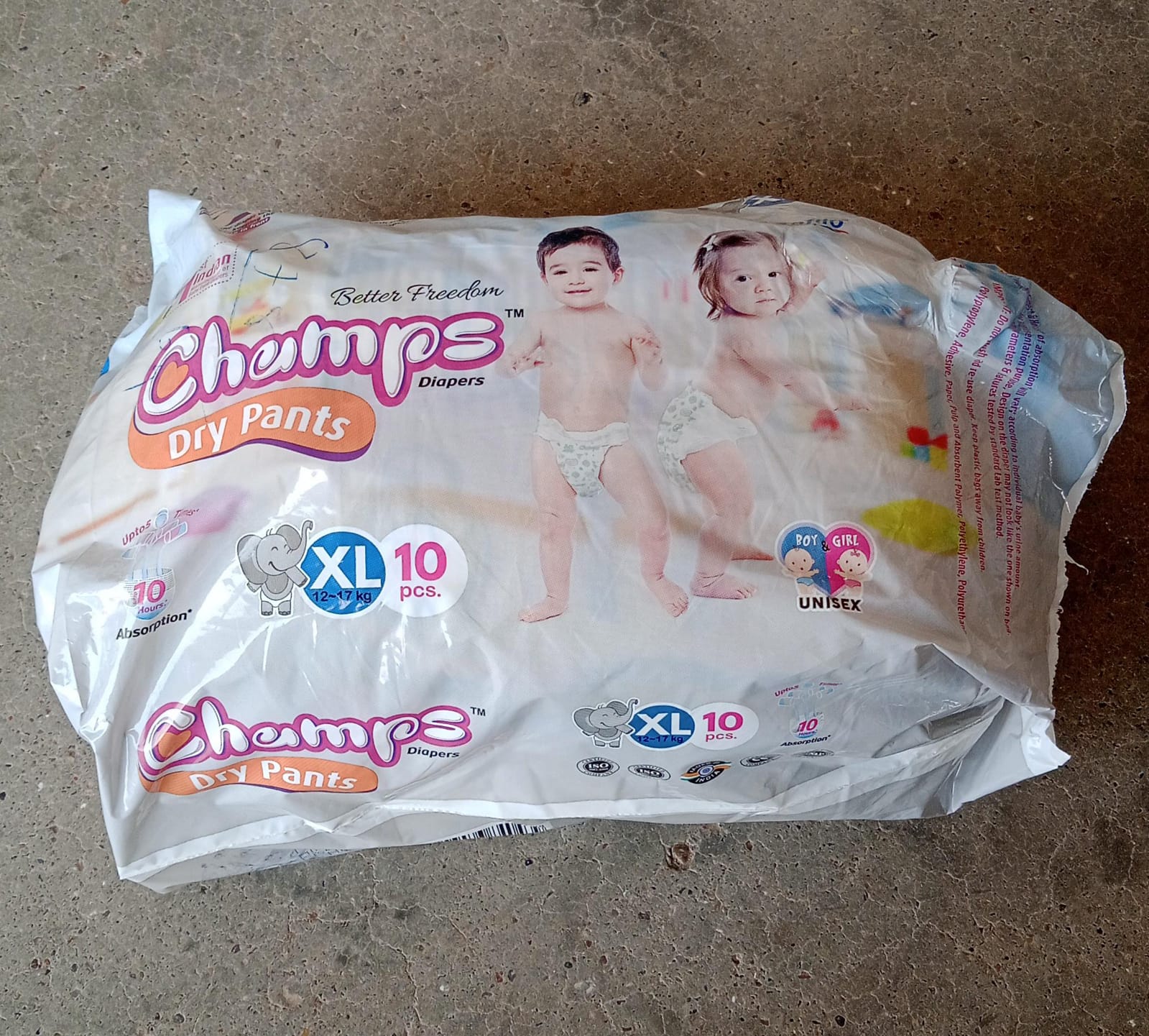 0969 Baby Diaper High Absorbent Pant Diapers,  Champs Soft and Dry Baby Diaper Pants Xl  10 Pcs (Extra Large , XL10 Pieces) Eshaan Traders