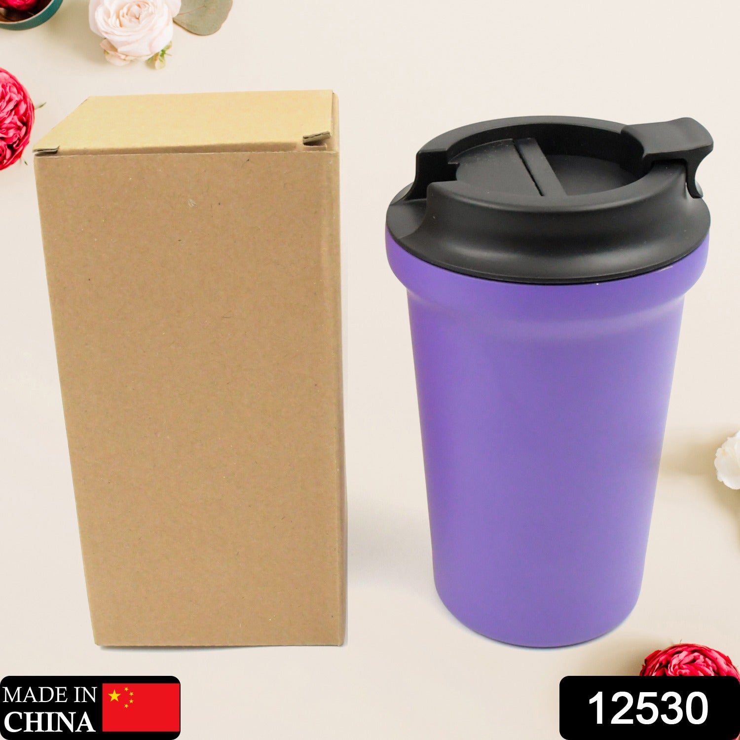 12530 Stainless Steel Vacuum Insulated Coffee Cups Double Walled Travel Mug, Car Coffee Mug with Leak Proof Lid Reusable Thermal Cup for Hot Cold Drinks Coffee, Tea (1 Pc) Eshaan Traders