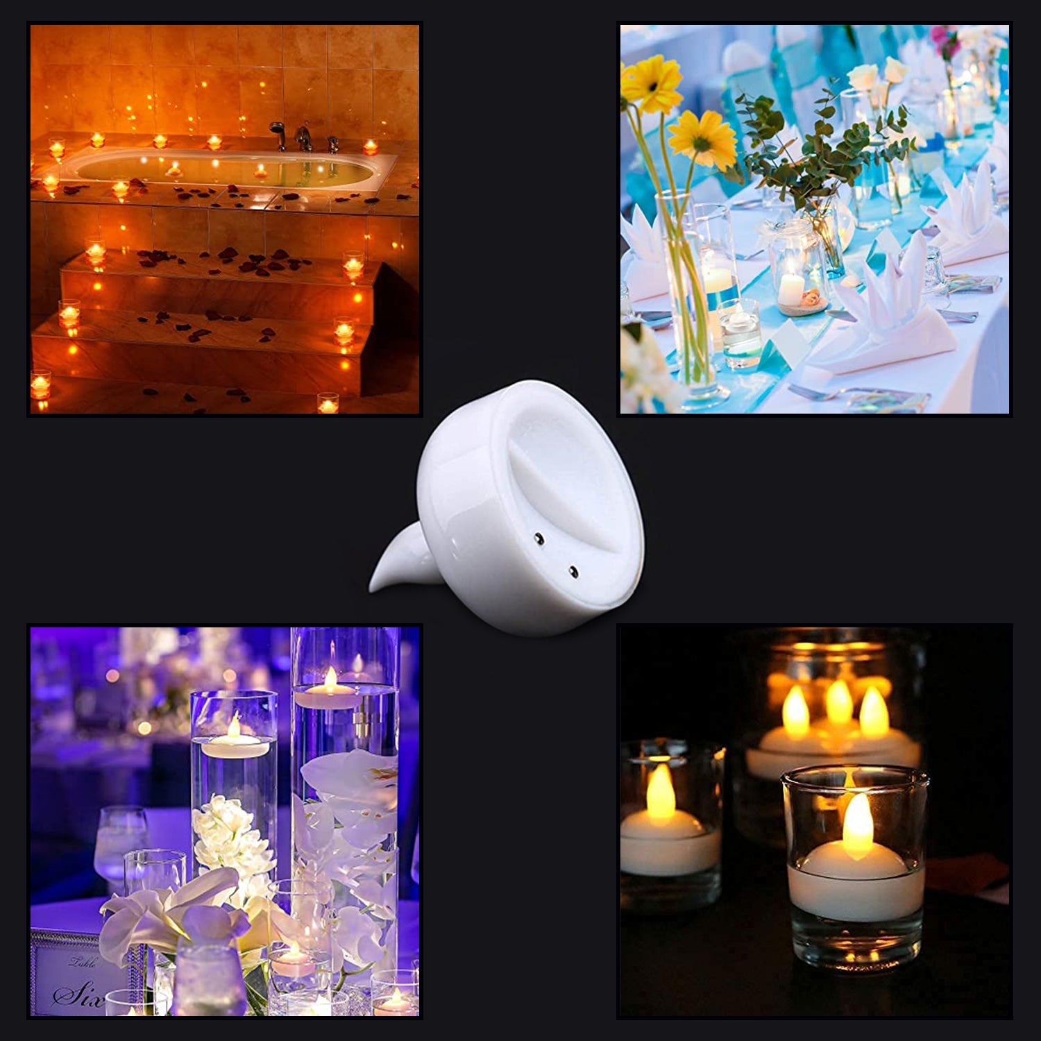 6432 Set of 12 Flameless Floating Candles Battery Operated Tea Lights Tealight Candle - Decorative, Wedding.( Diya , Divo , Diva , Deepak , Jyoti ,) Eshaan Traders