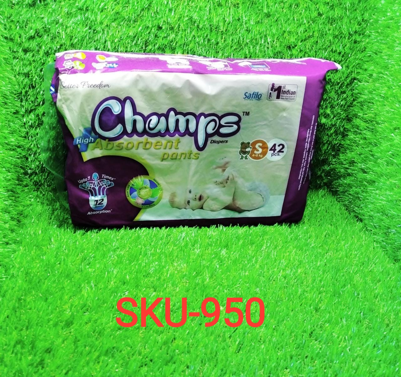 950 Premium Champs High Absorbent Pant Style Diaper Small Size, 42 Pieces (950_Small_42) Champs