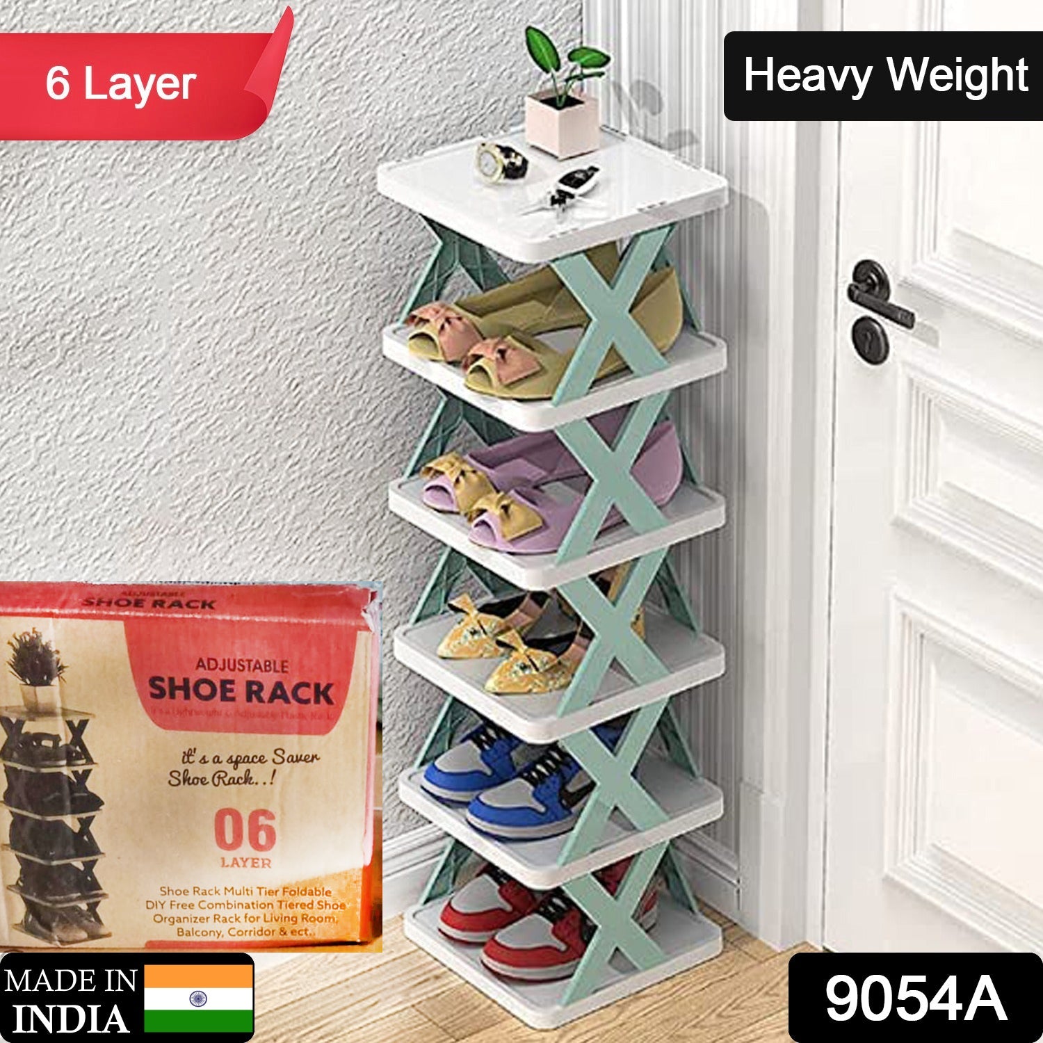 9054A  6 LAYER SHOE RACK DESIGN LIGHTWEIGHT ADJUSTABLE PLASTIC FOLDABLE SHOE CABINET STORAGE PORTABLE FOLDING SPACE SAVING SHOE ORGANIZER HOME AND OFFICE Eshaan Traders