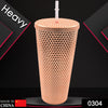 0304 Cup with Straw Reusable Matte Studded Tumbler with Leak Proof Lid Water Cup Travel Mug Coffee Ice Water Bottle Double Walled Insulated Tumbler BPA Free (1 Pc) Eshaan Traders